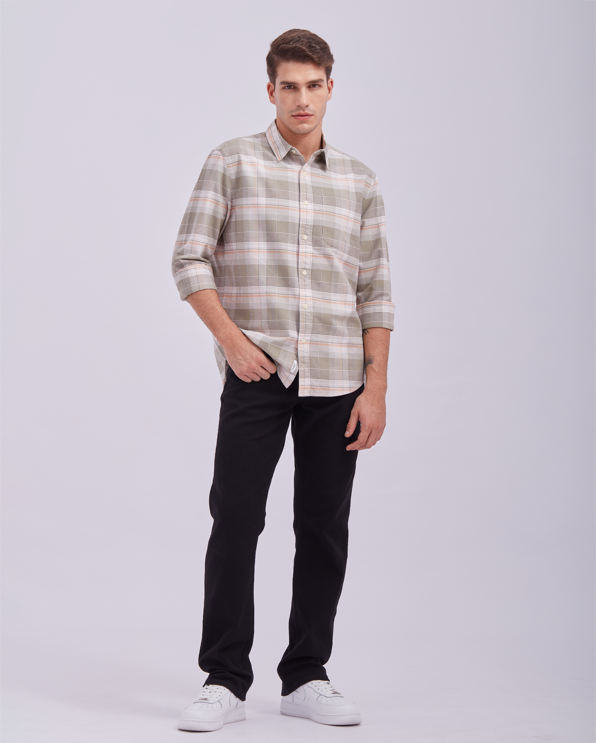 Warm Taupe Check Shirt