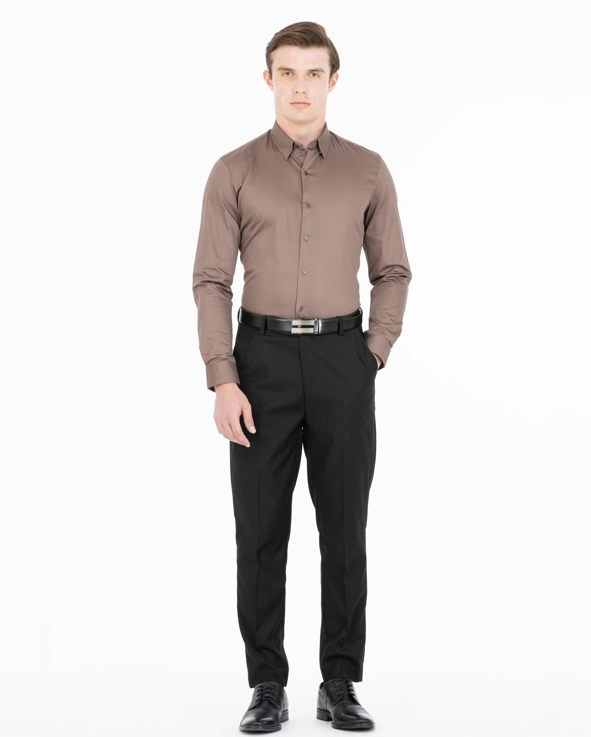 Light Chocolate Brown Satin Shirt