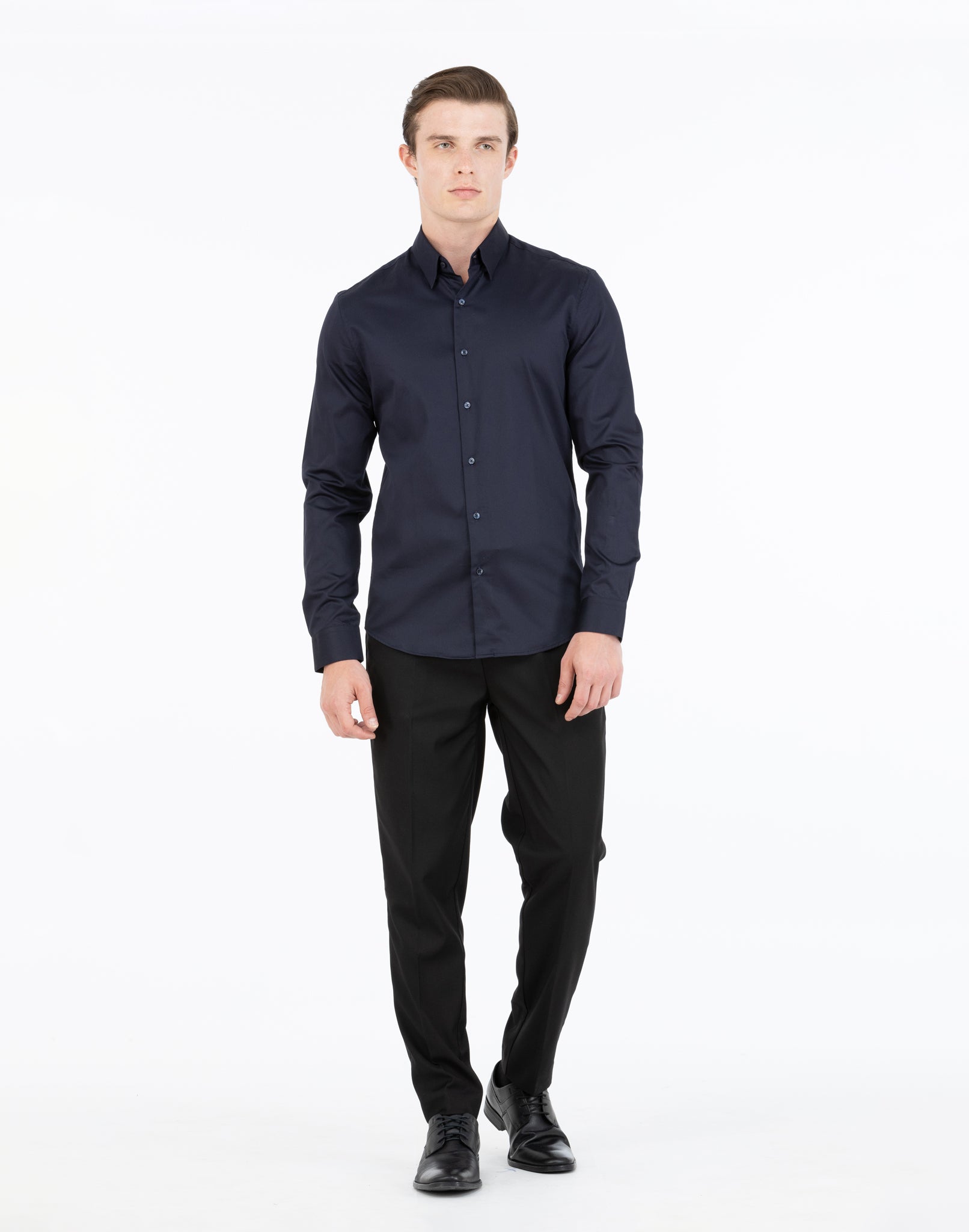 NAVY BLUE SATIN SHIRT
