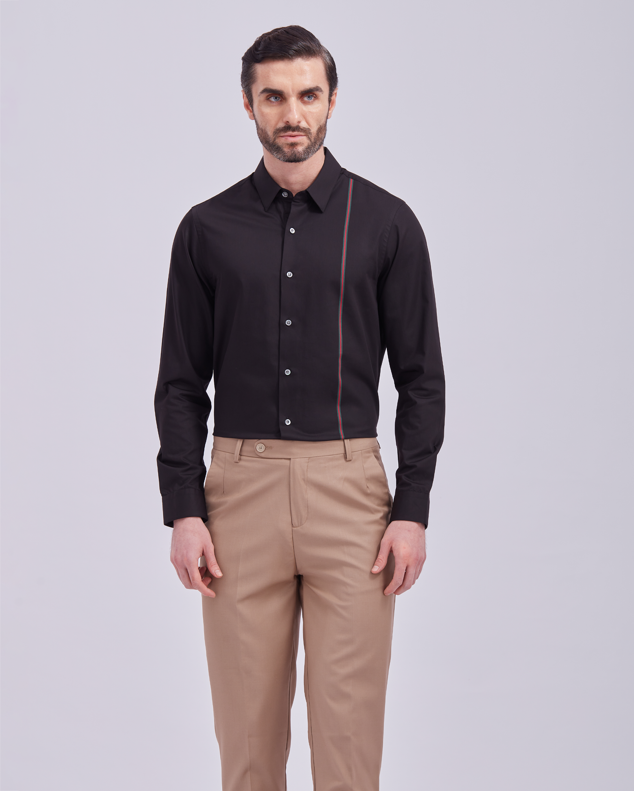 Black And Red Giza Panel Shirt