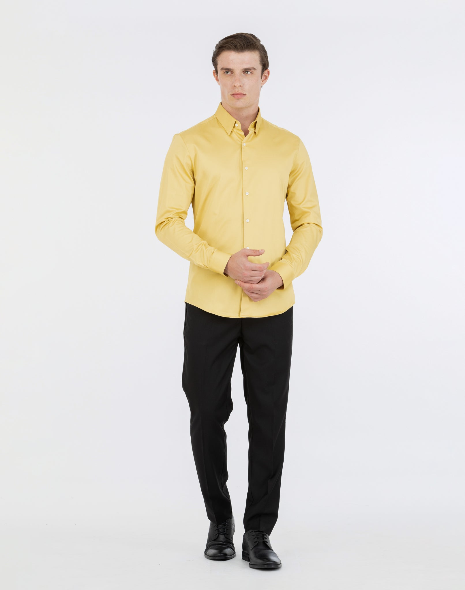 YELLOW SATIN SHIRT