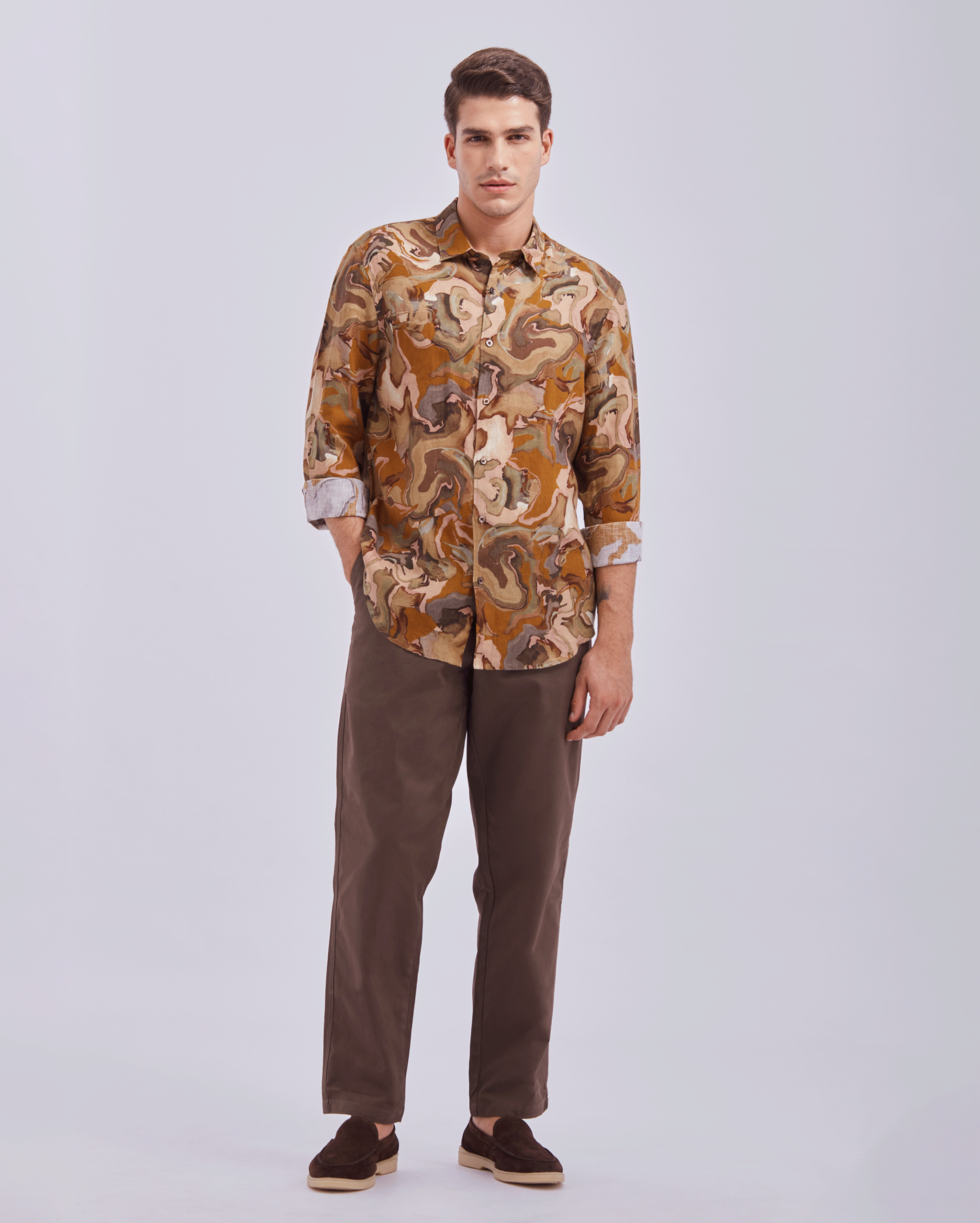 Linen Abstract Print Shirt