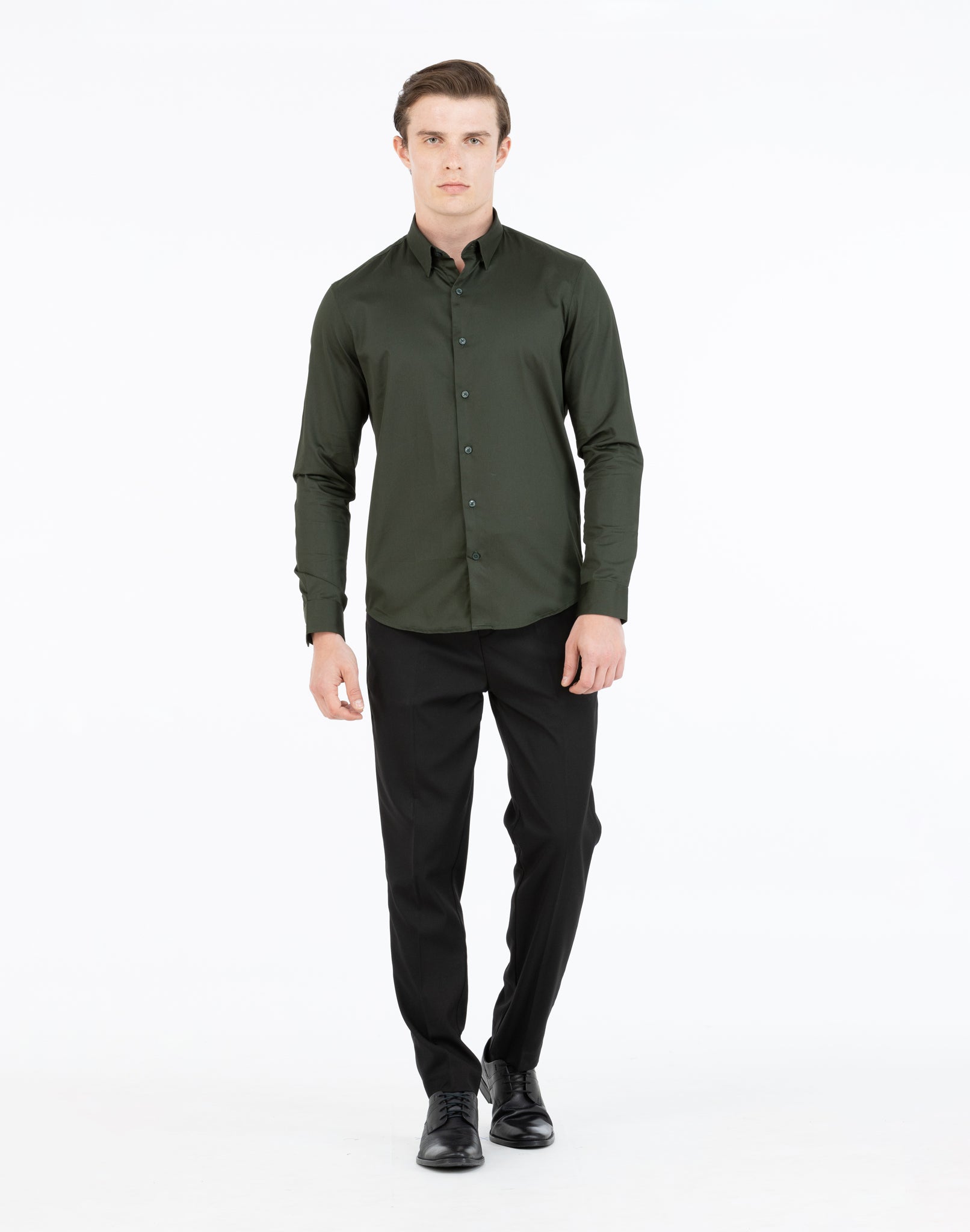OLIVE GREEN SATIN SHIRT