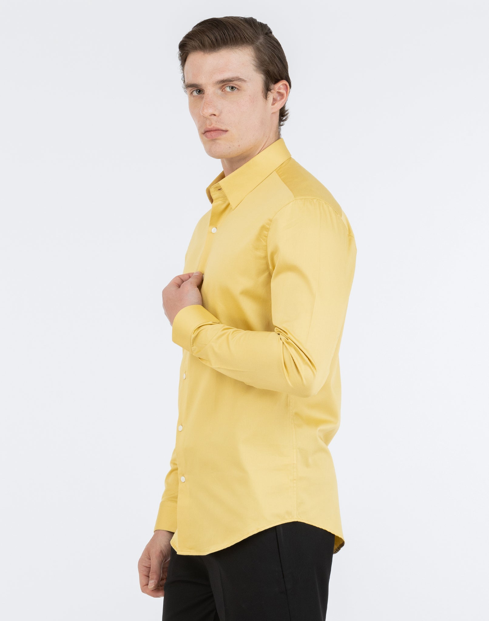 YELLOW SATIN SHIRT