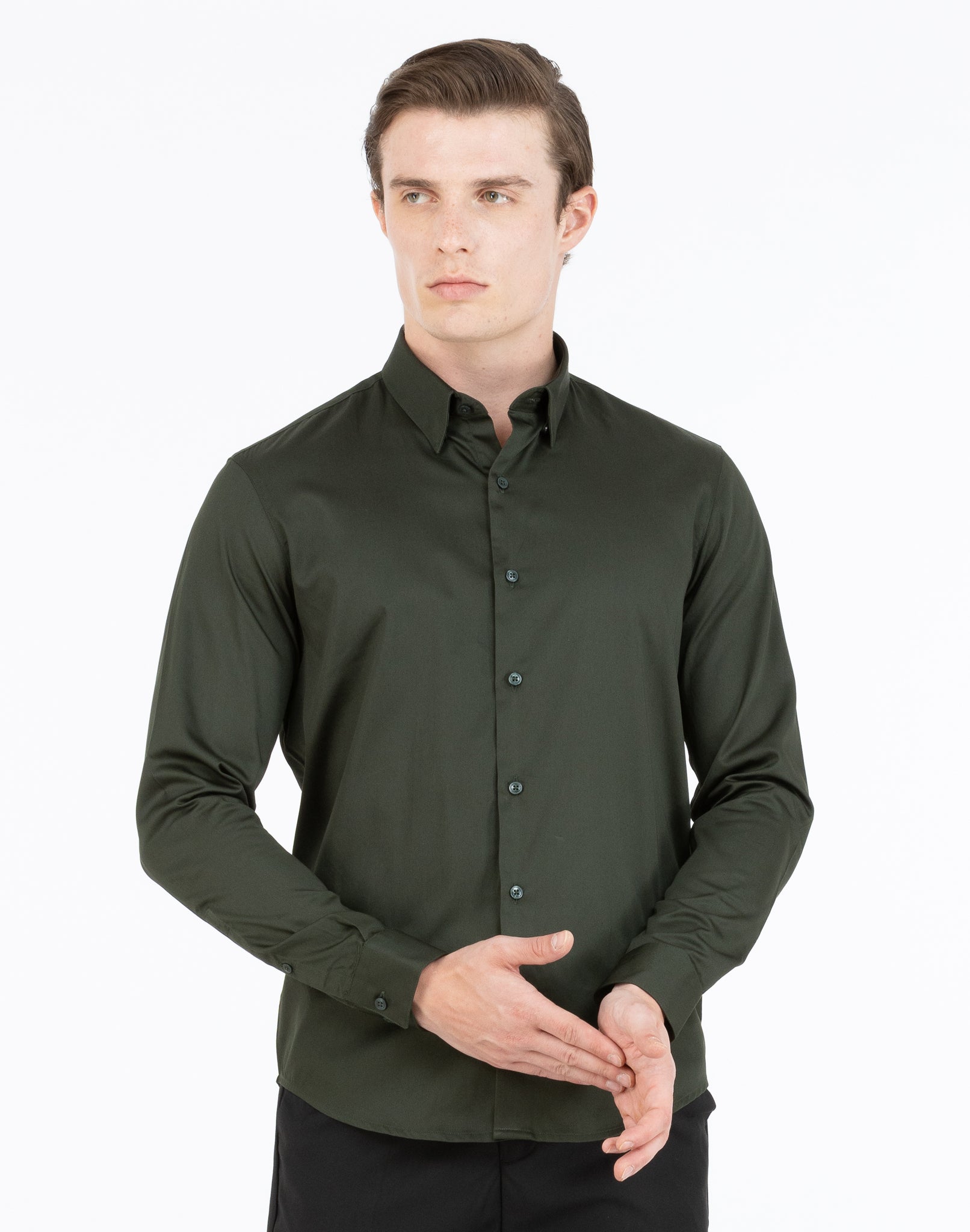 Olive Green Satin Shirt