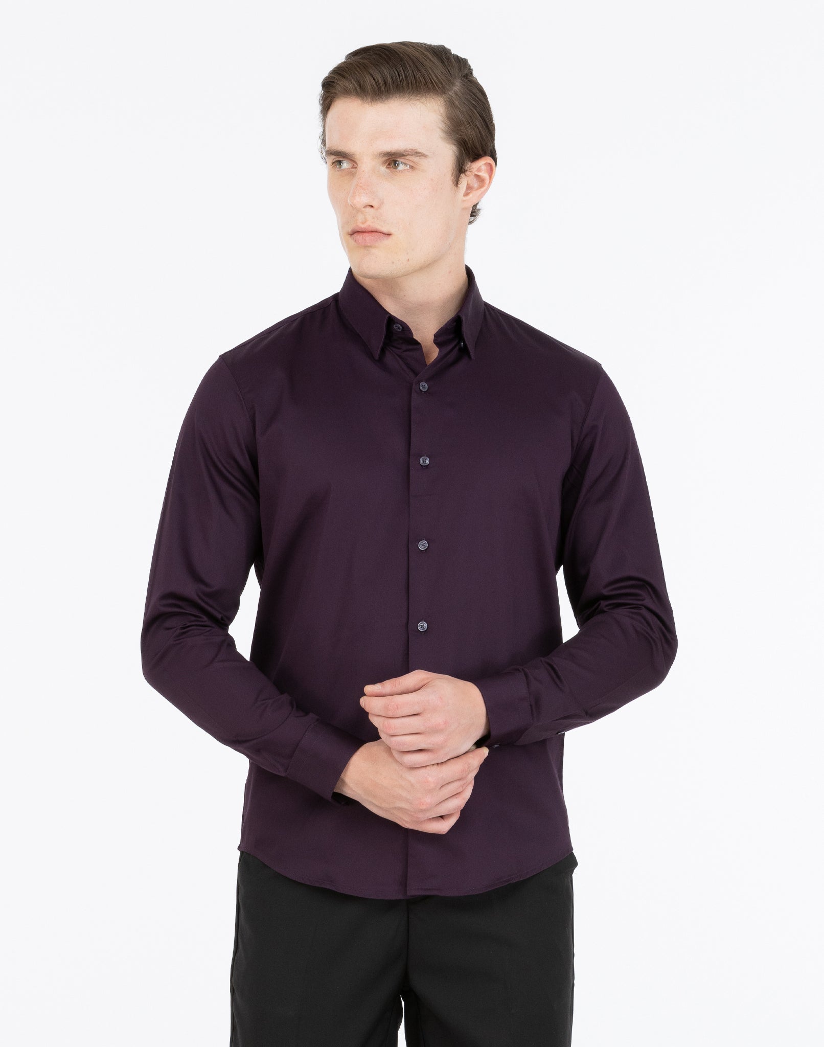 PURPLE SATIN SHIRT