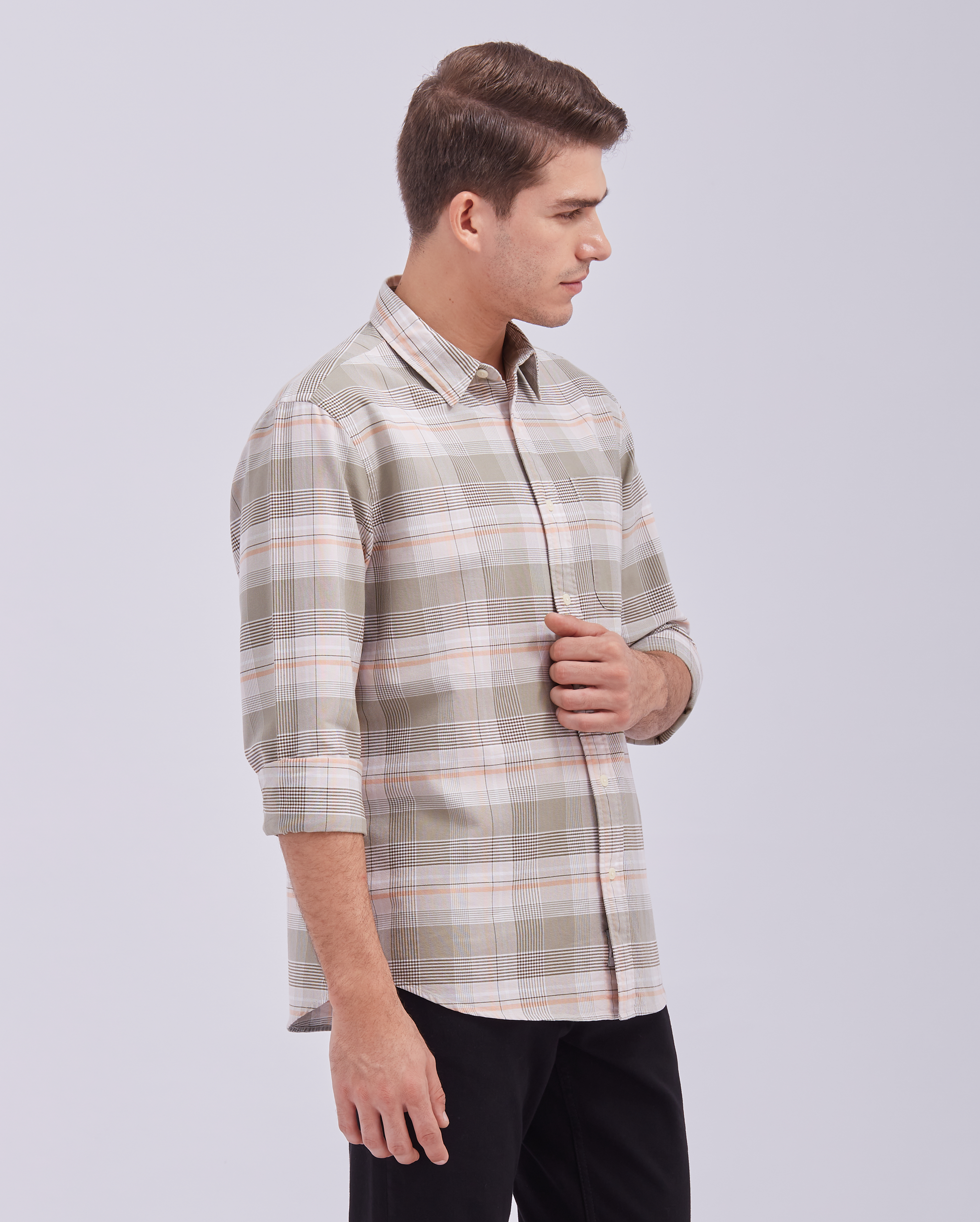 Warm Taupe Check Shirt