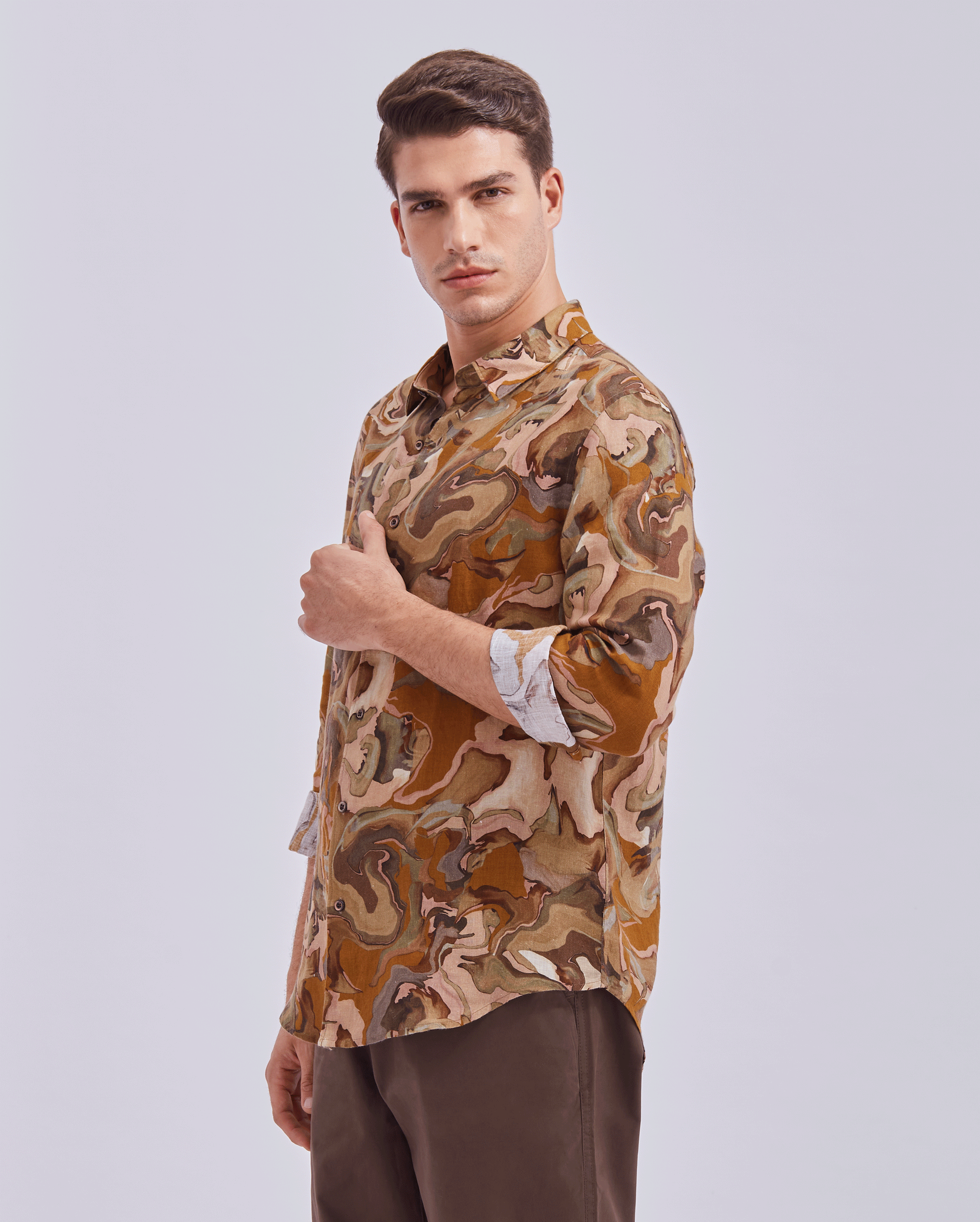 Linen Abstract Print Shirt