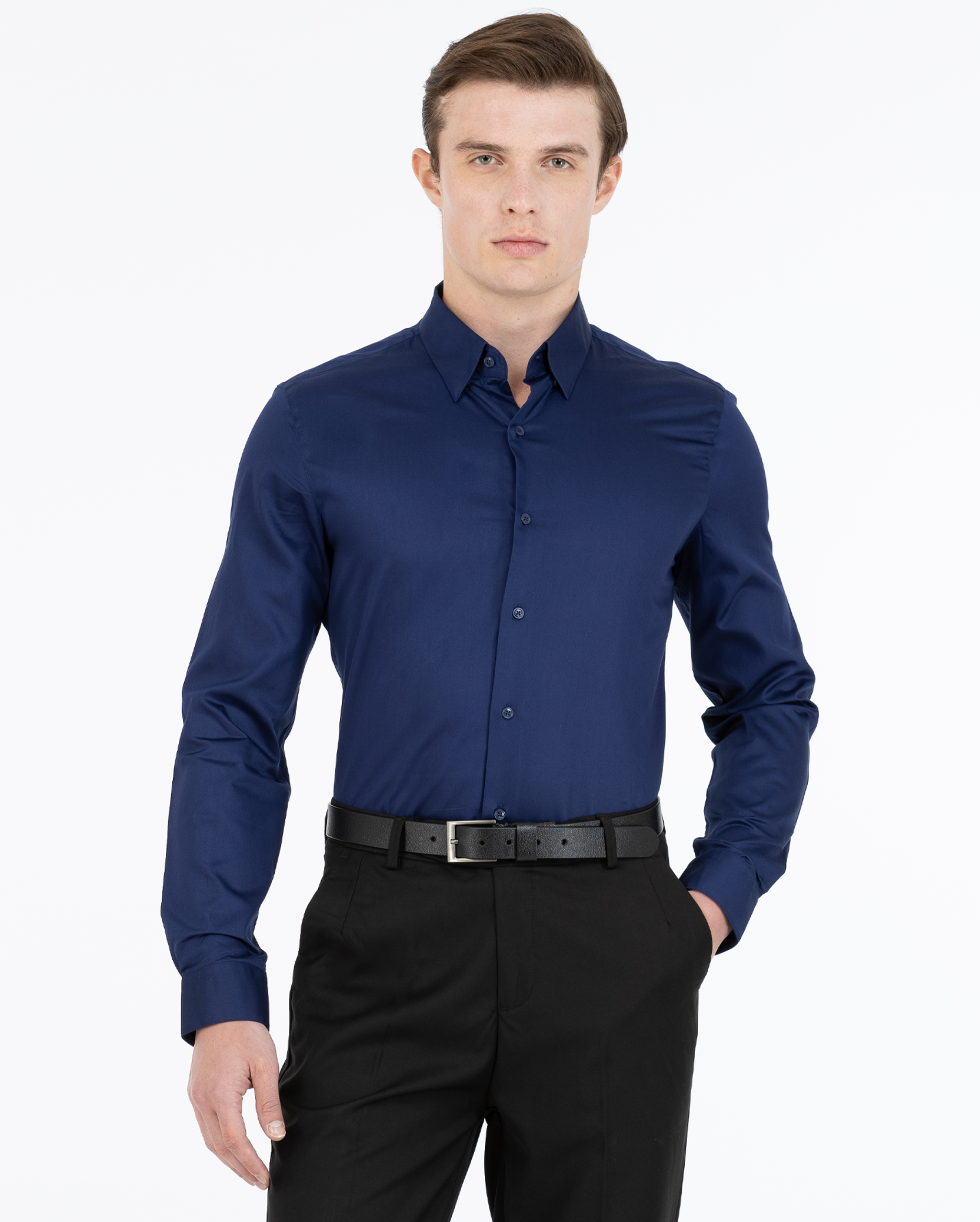 Royal Blue Satin Shirt