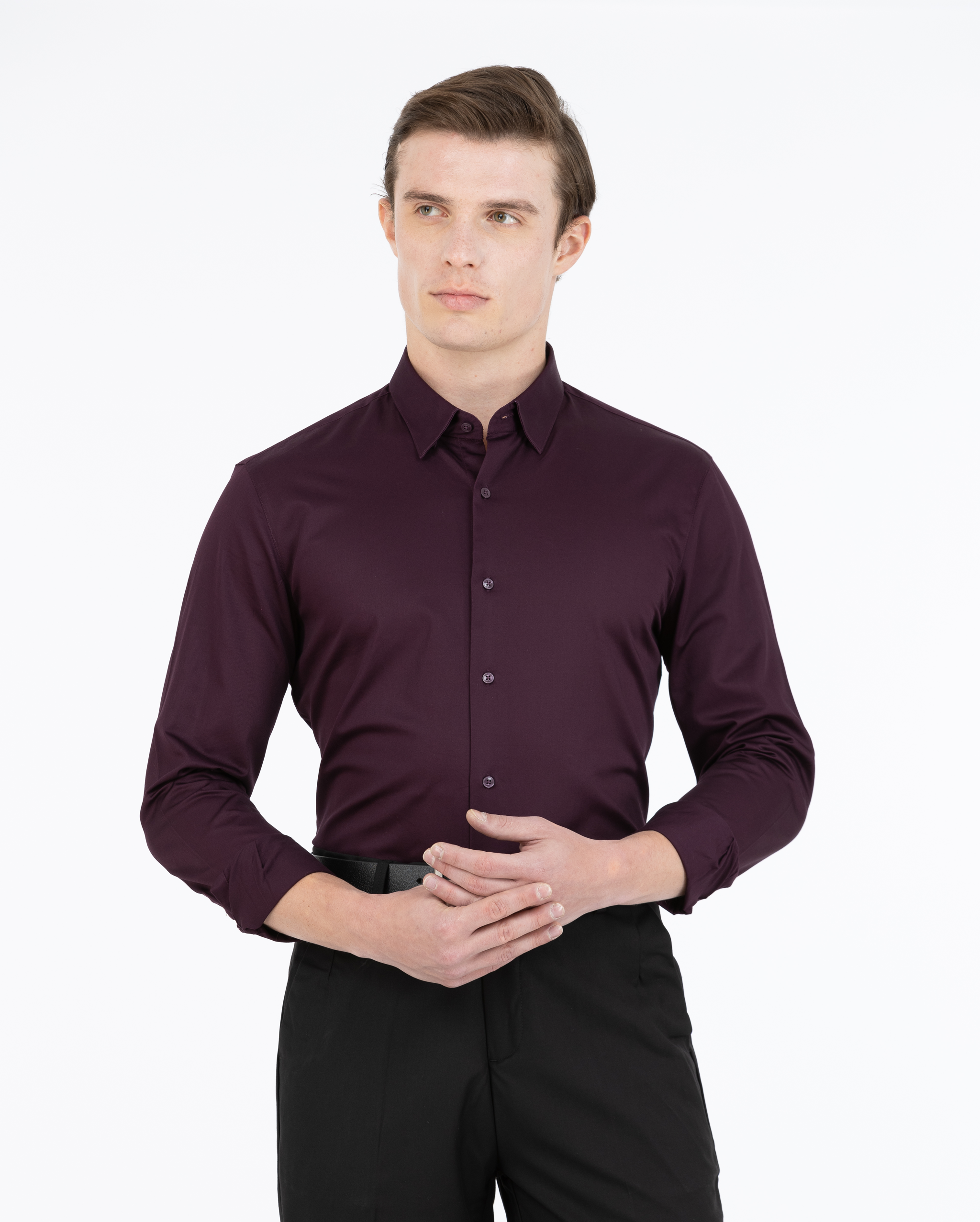 Wine Satin Shirt