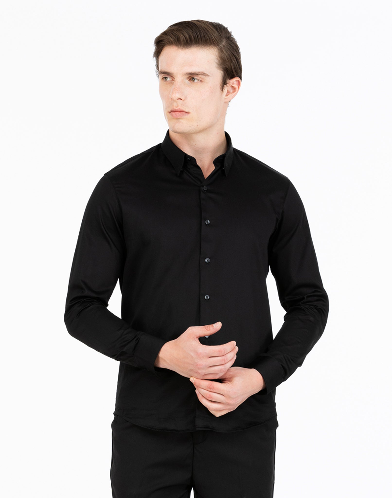 BLACK SATIN SHIRT