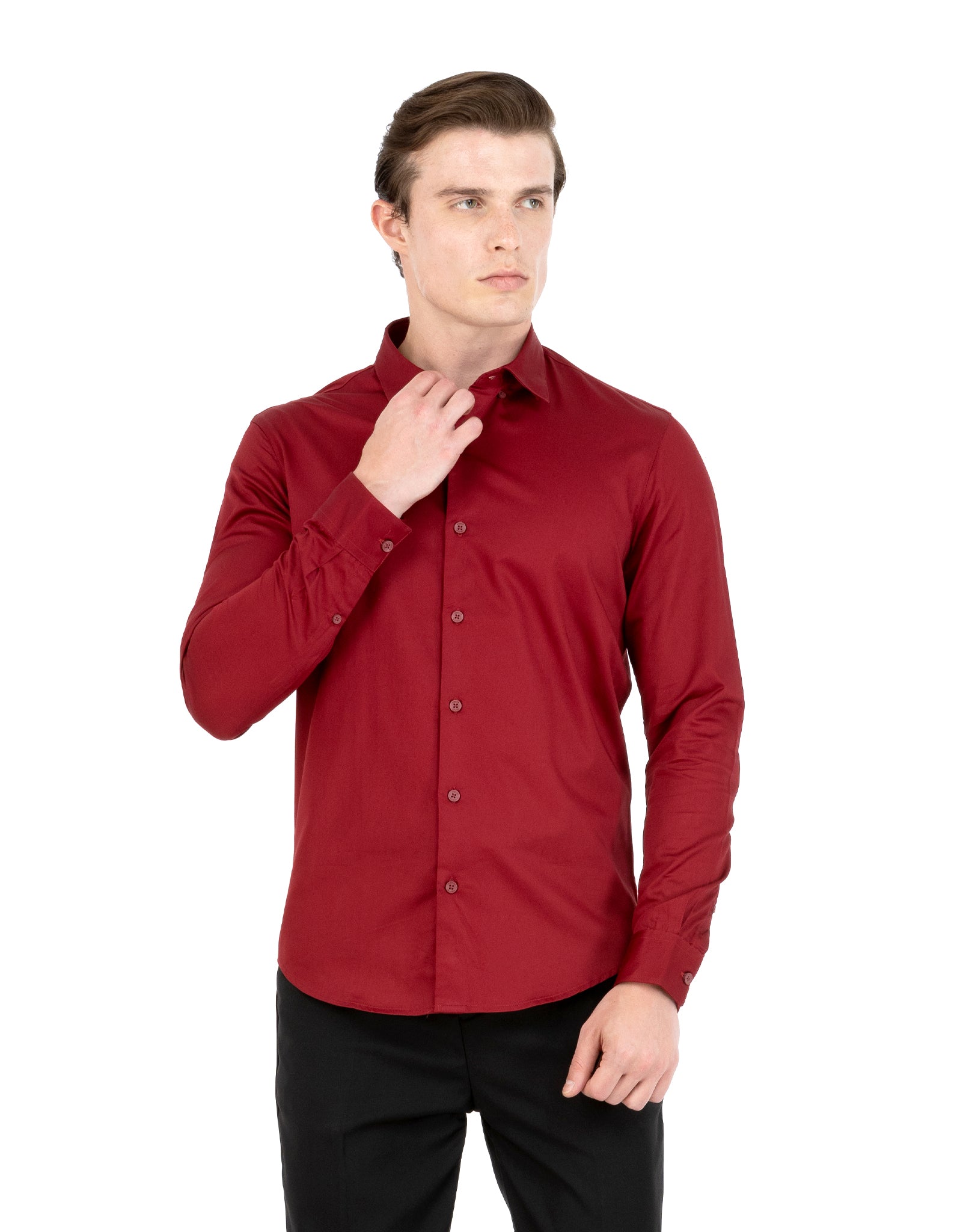 RED SATIN SHIRT