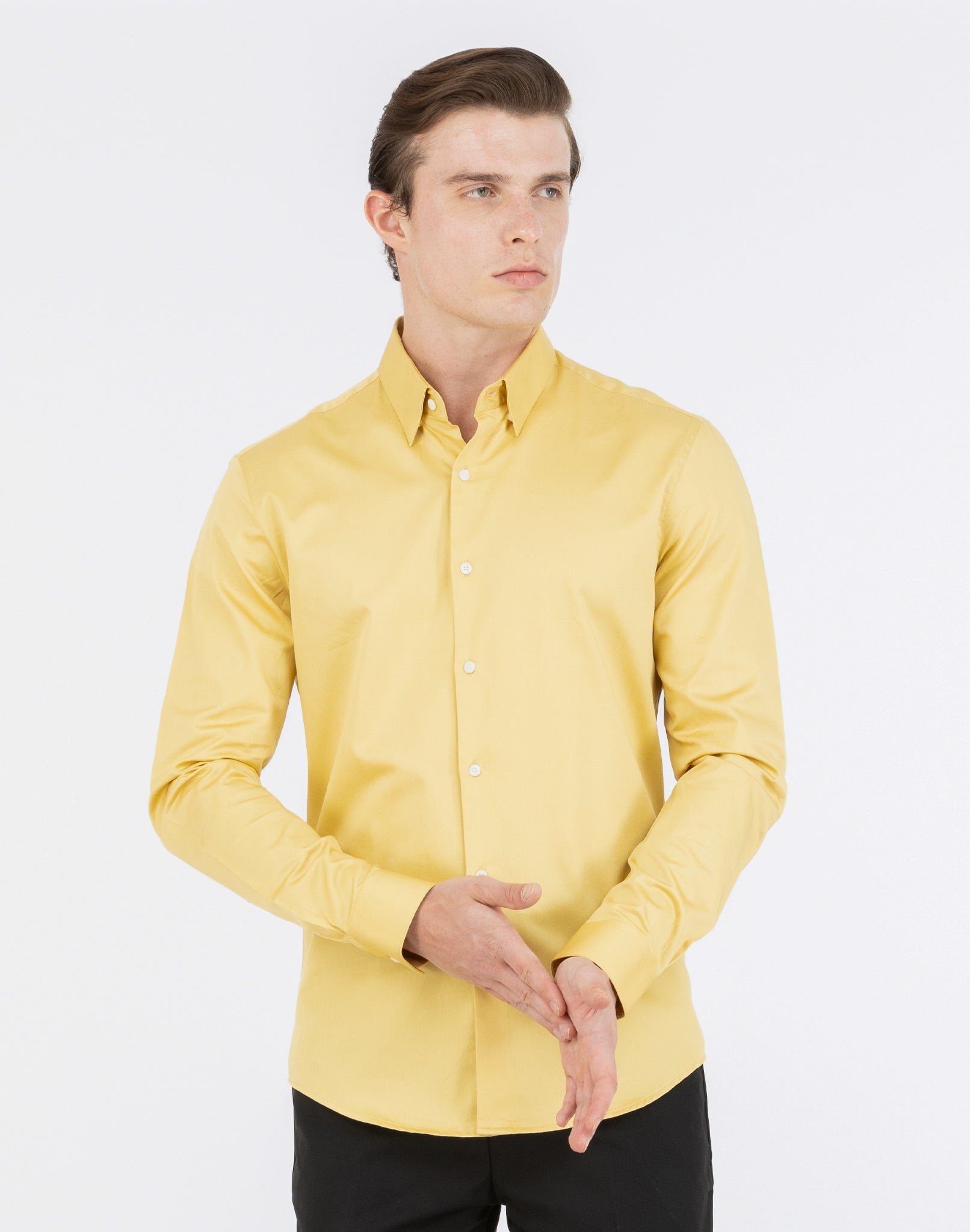 YELLOW SATIN SHIRT
