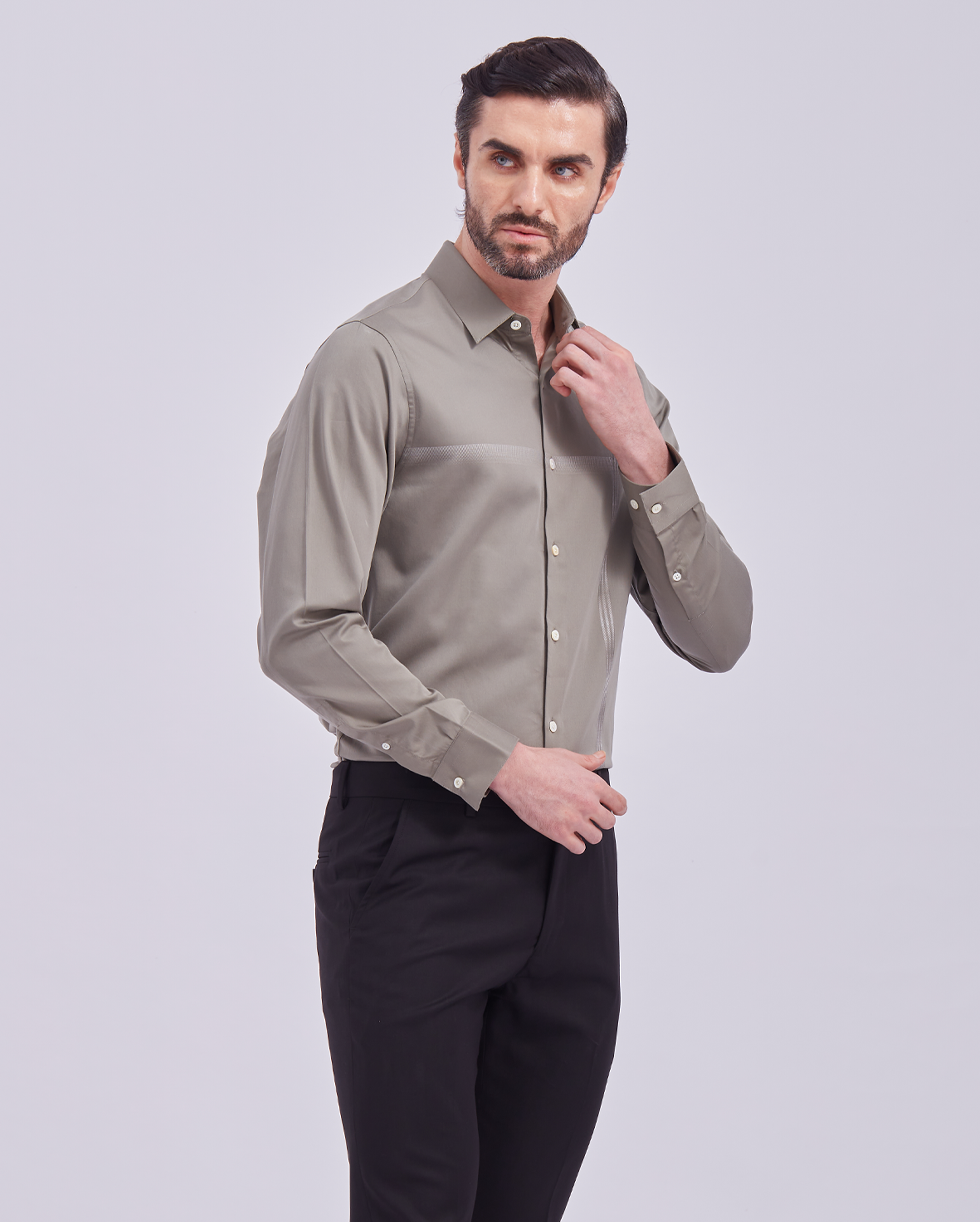 Taupe Giza Panel Shirt