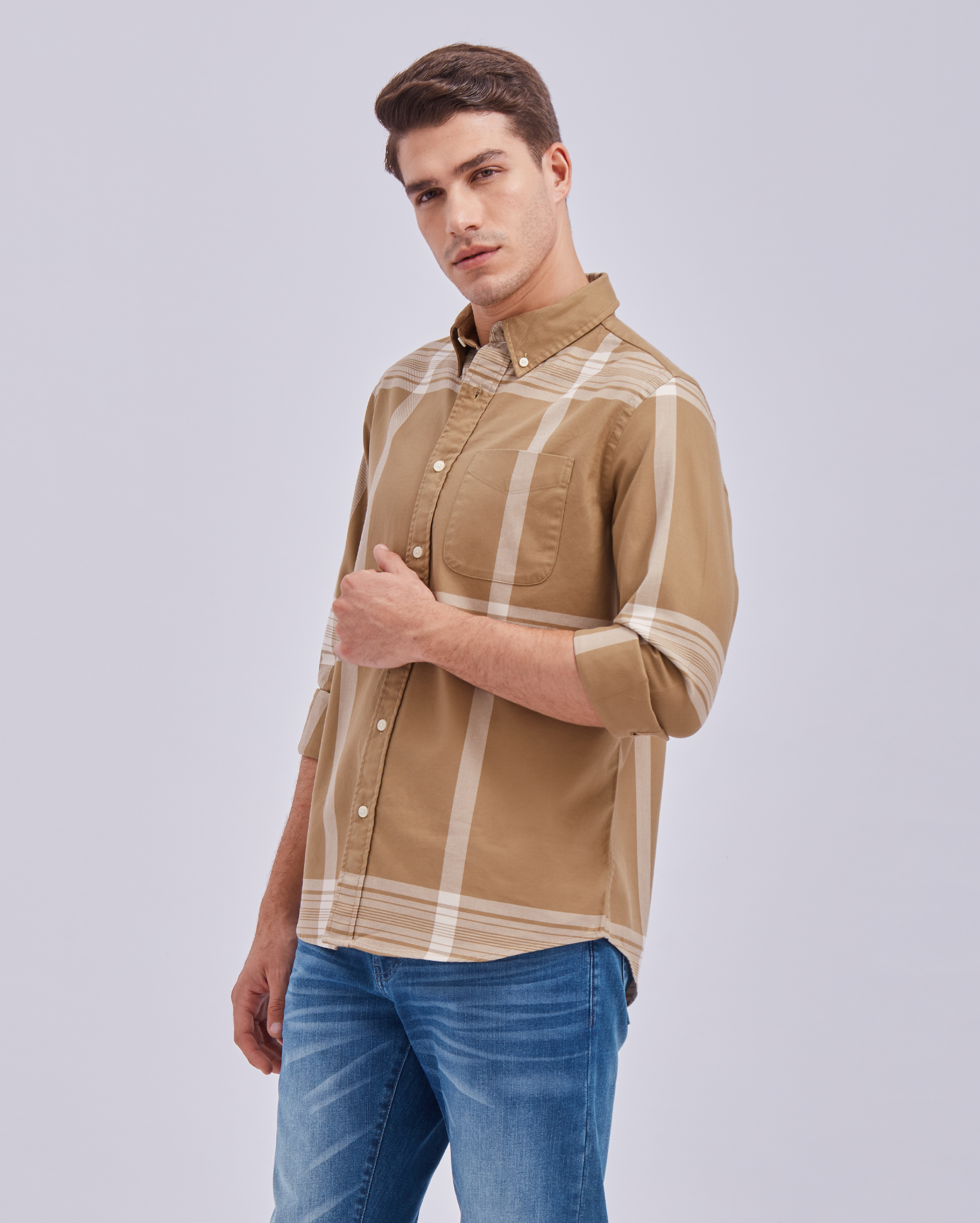Beige Check Shirt