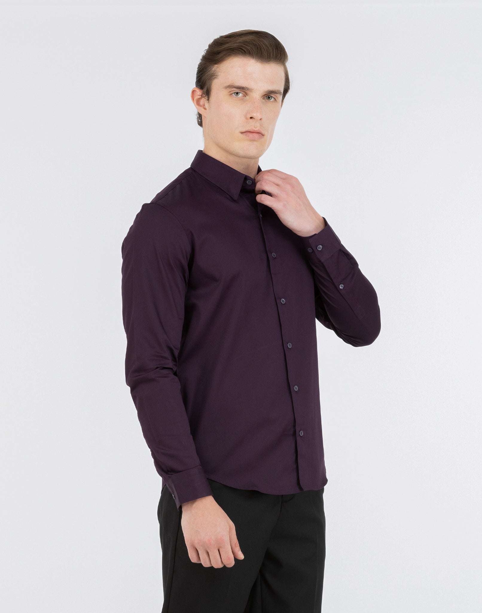 PURPLE SATIN SHIRT