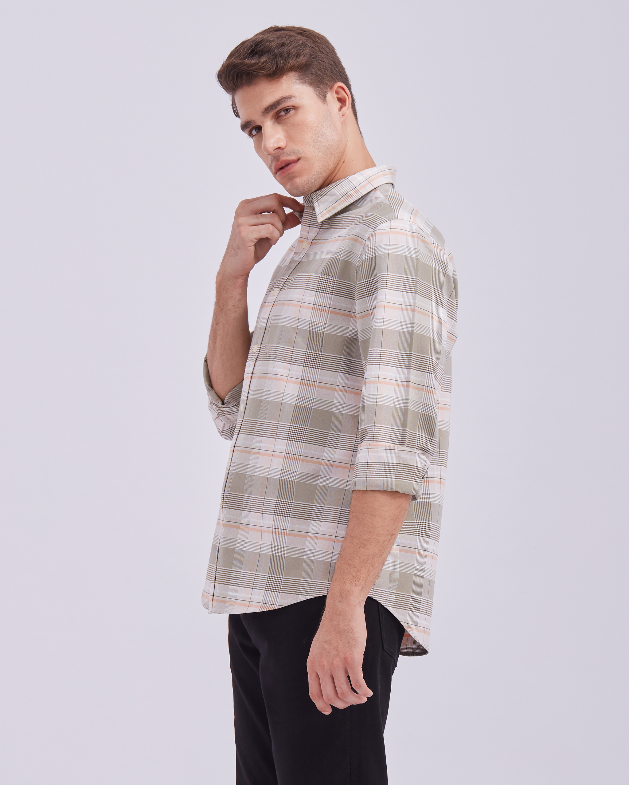 Warm Taupe Check Shirt