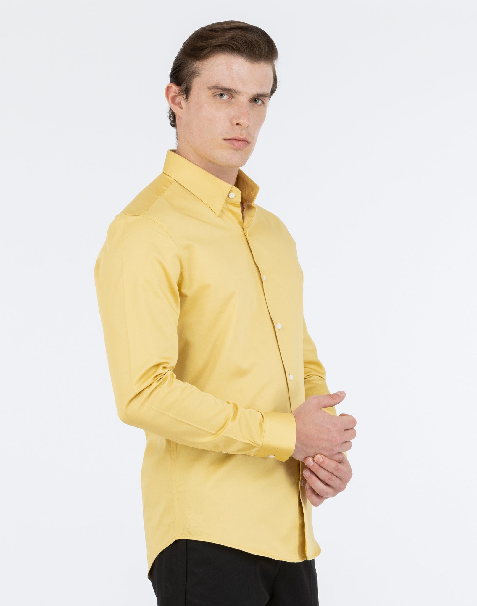 YELLOW SATIN SHIRT