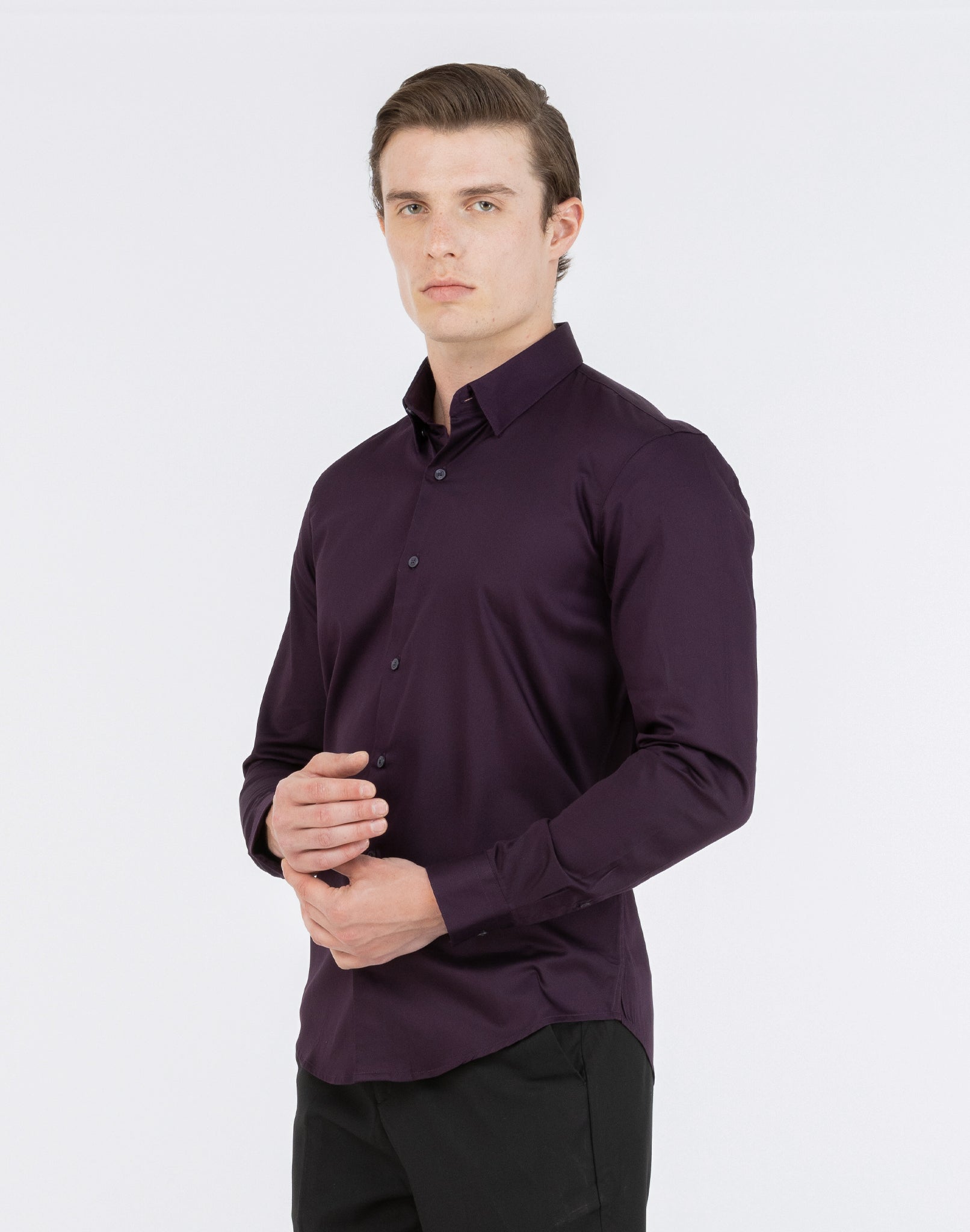 PURPLE SATIN SHIRT