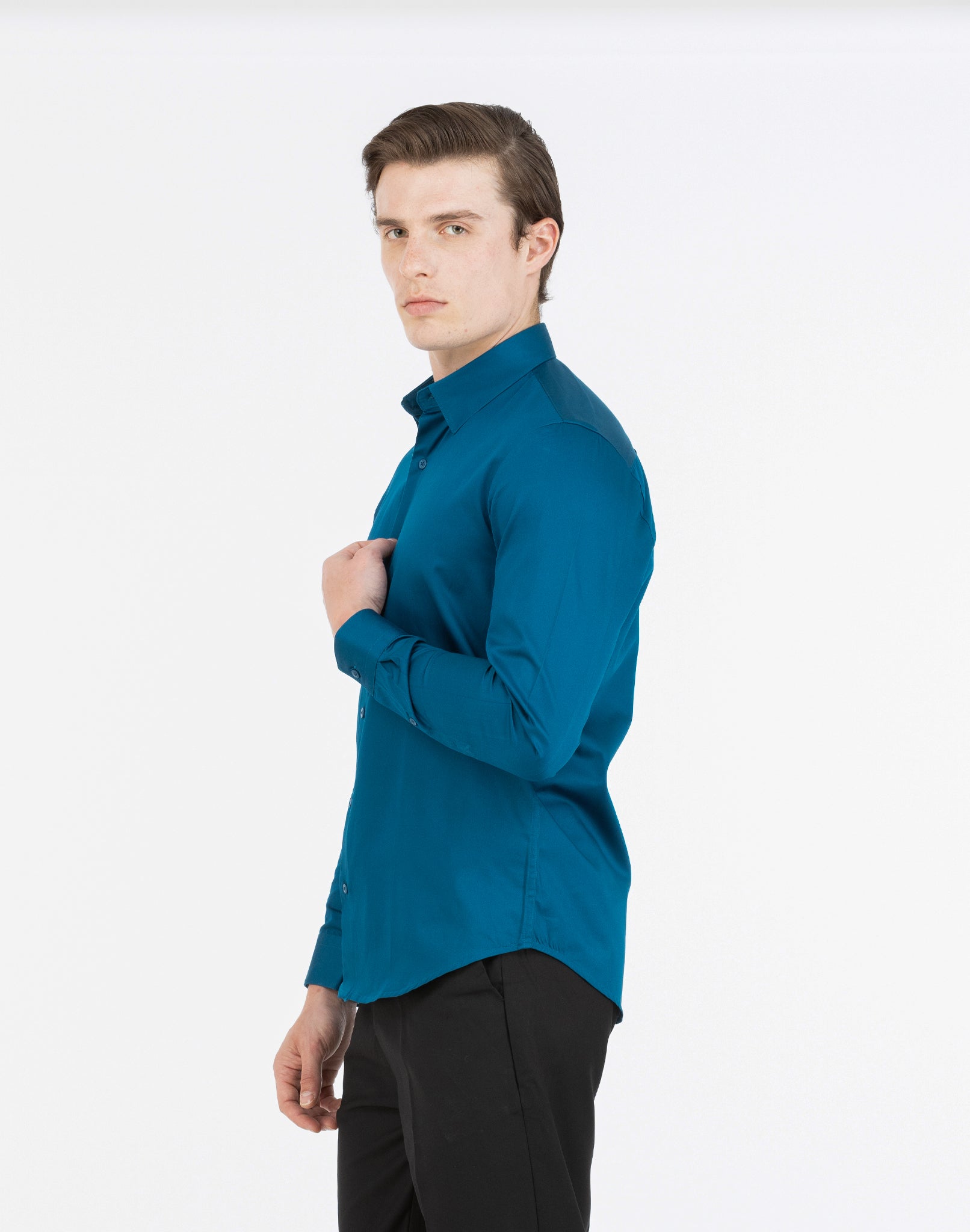 TURTAN BLUE SATIN SHIRT