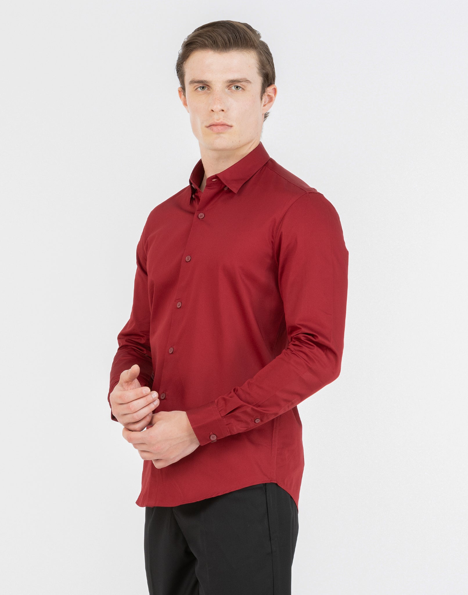 RED SATIN SHIRT
