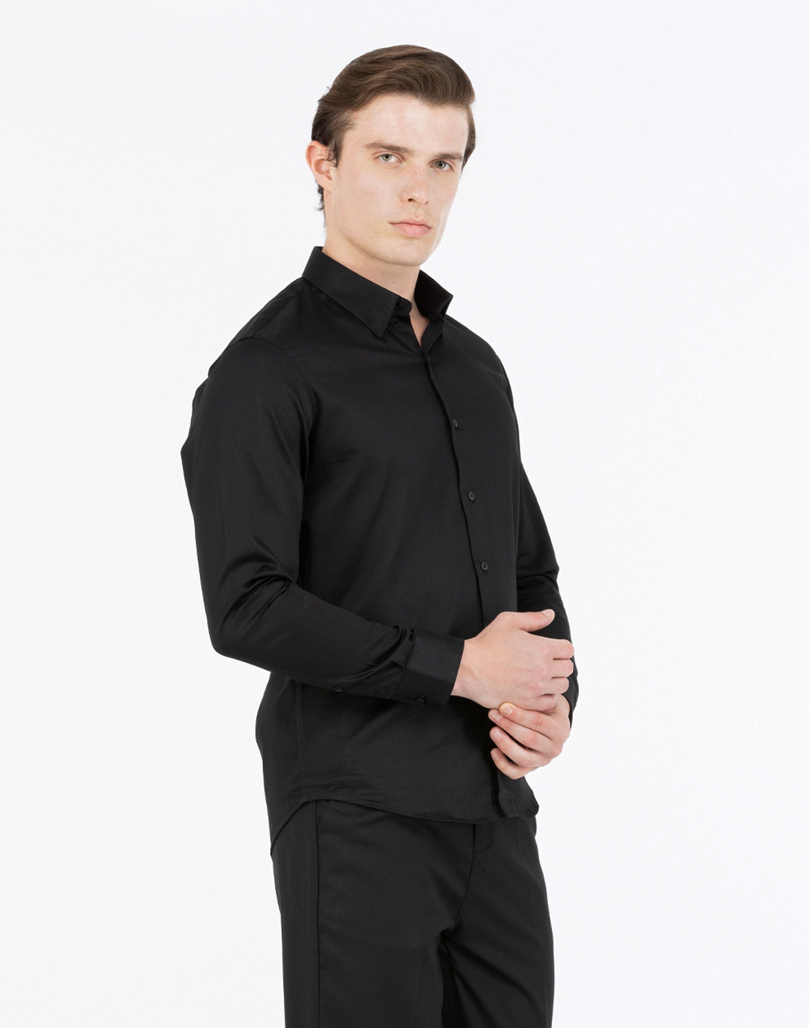 BLACK SATIN SHIRT