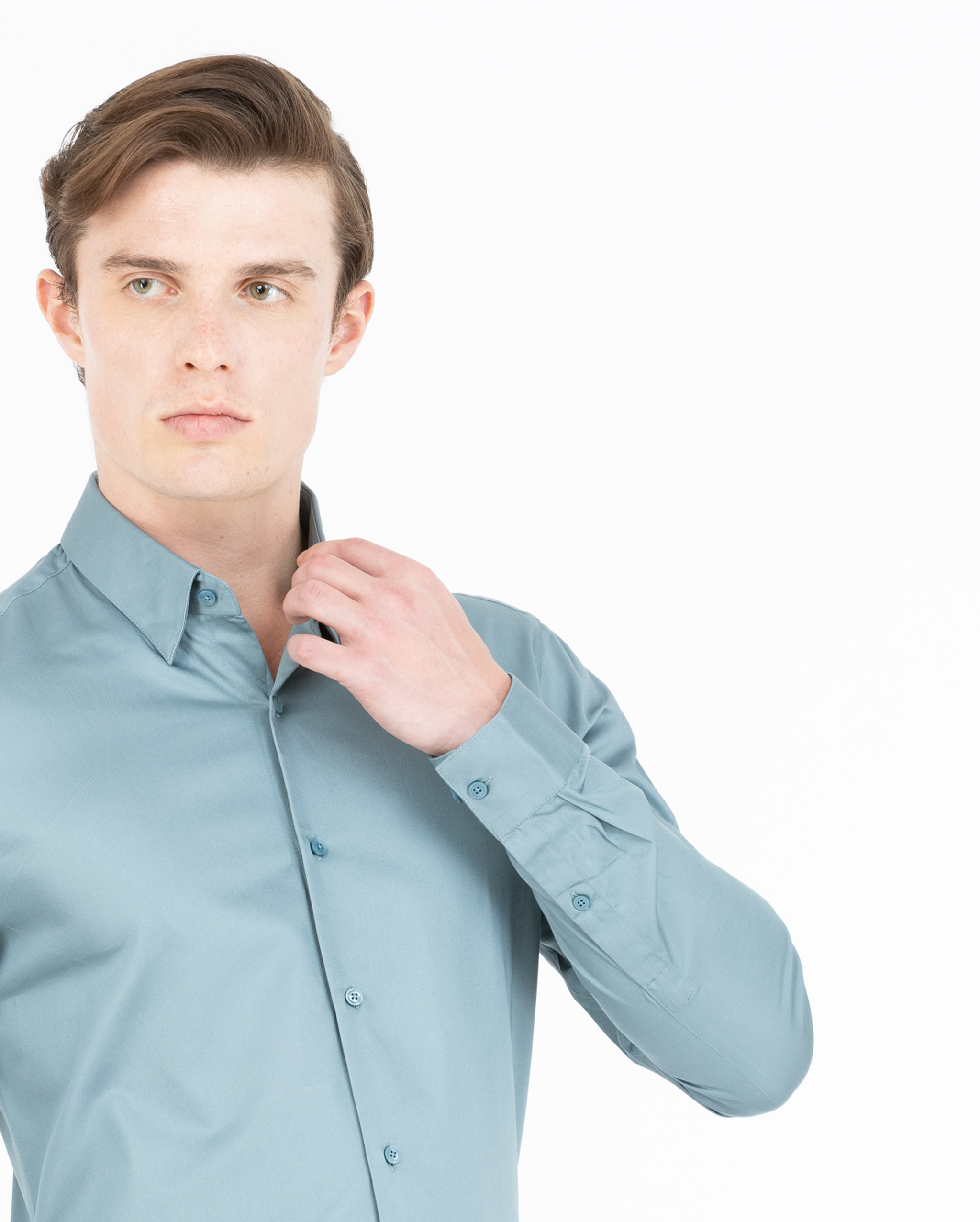 Teal Blue Satin Shirt