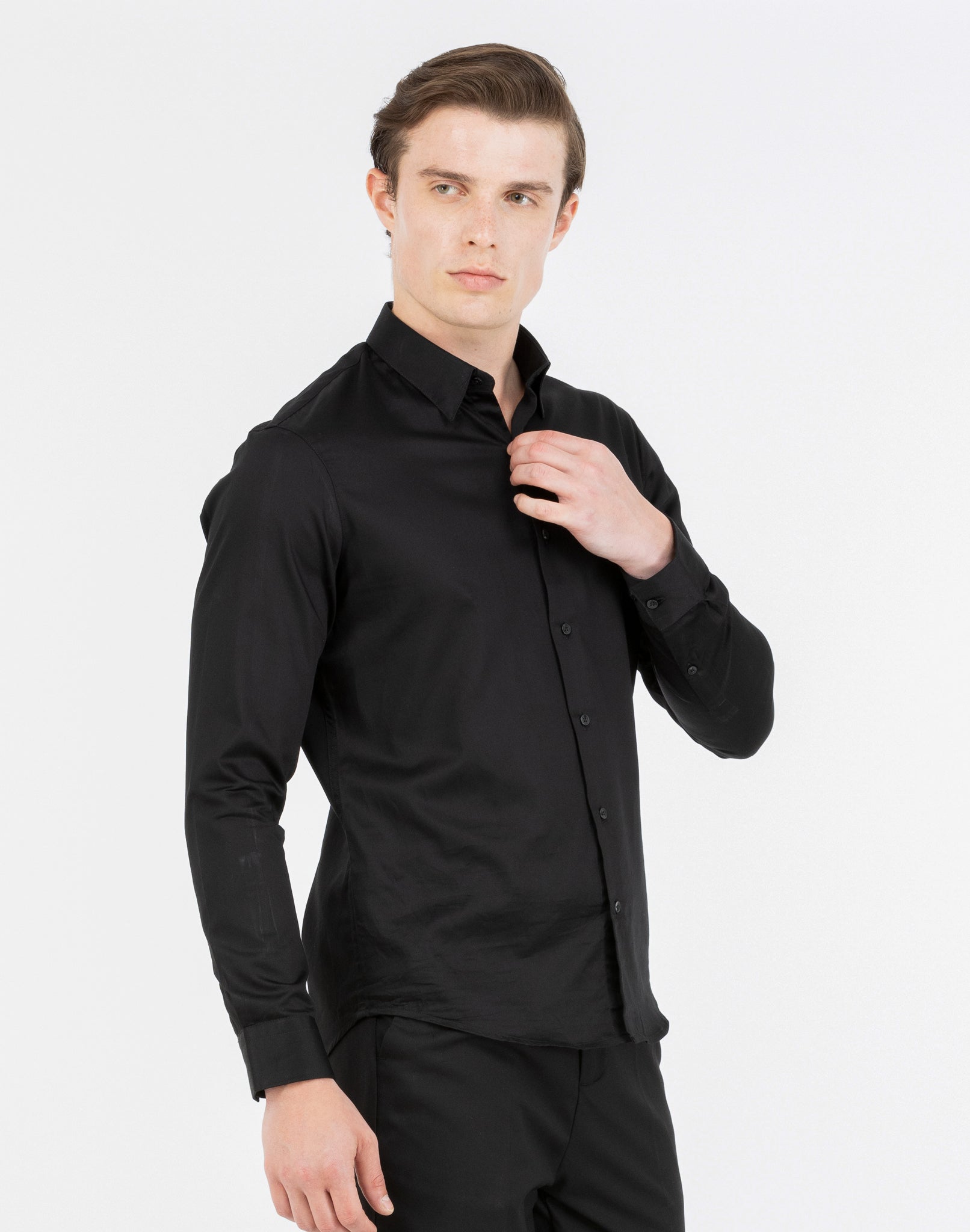 BLACK SATIN SHIRT