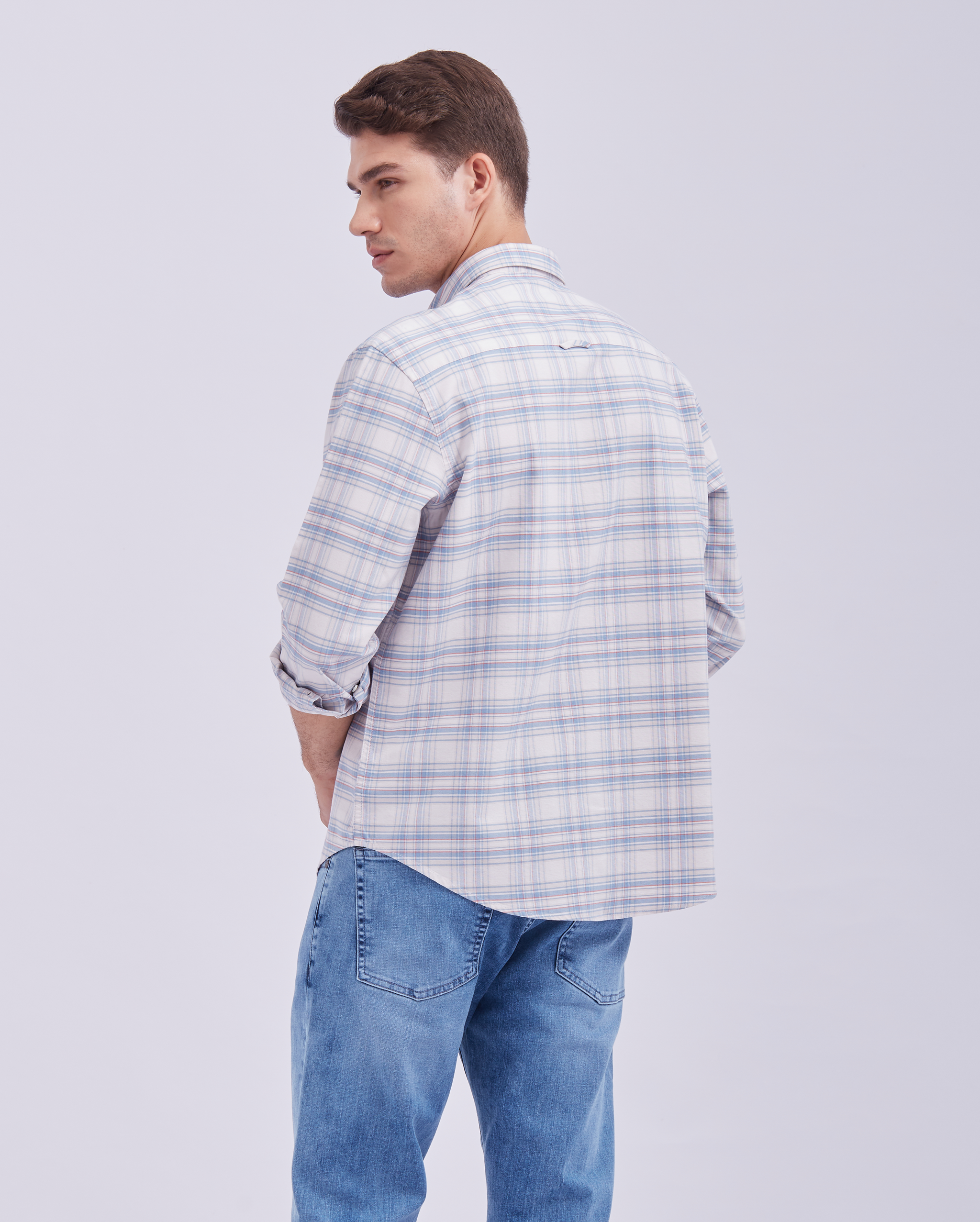 White And Blue Check Shirt