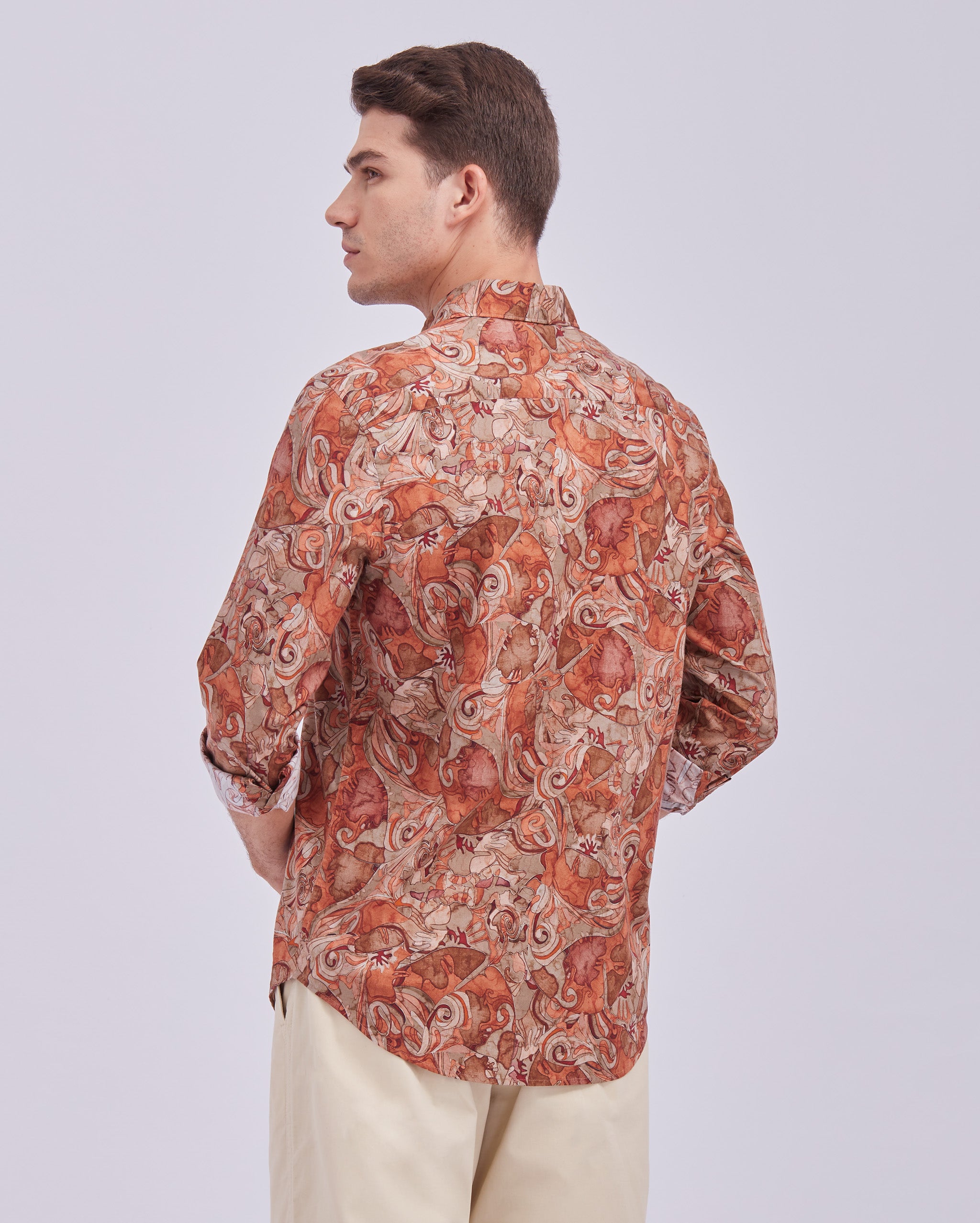 Rust Orange Digital Print Shirt