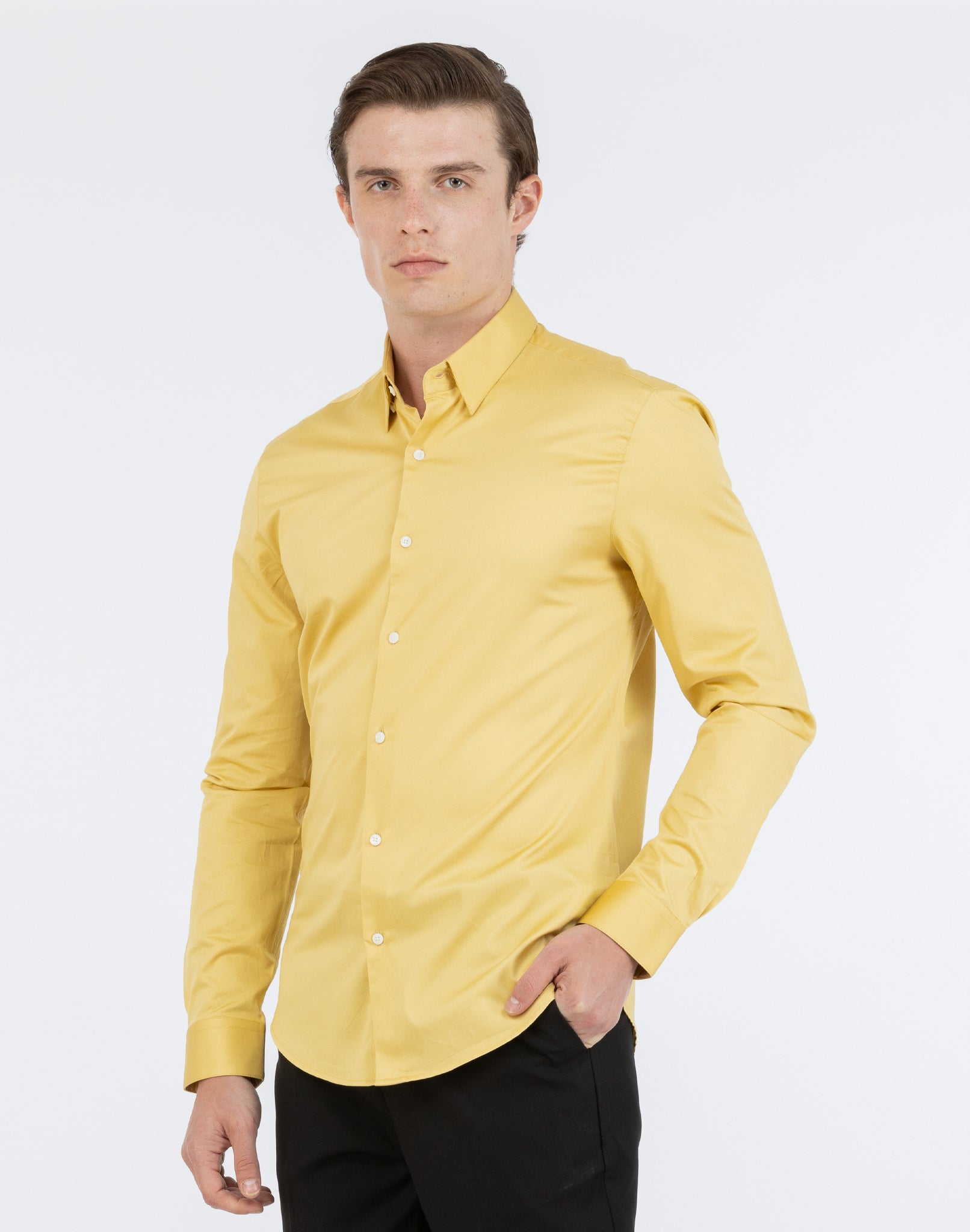 YELLOW SATIN SHIRT