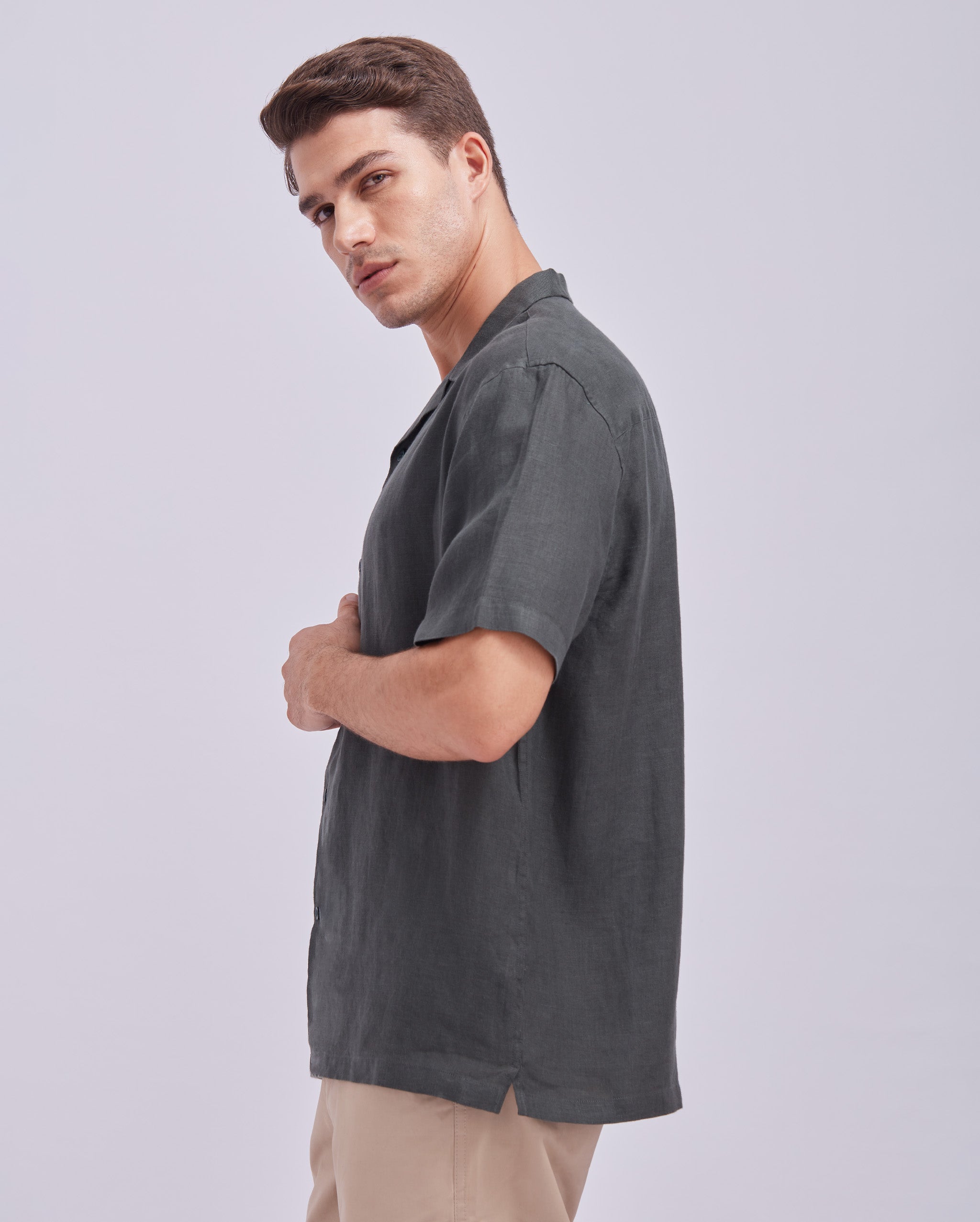 Charcoal Green Cuban Shirt