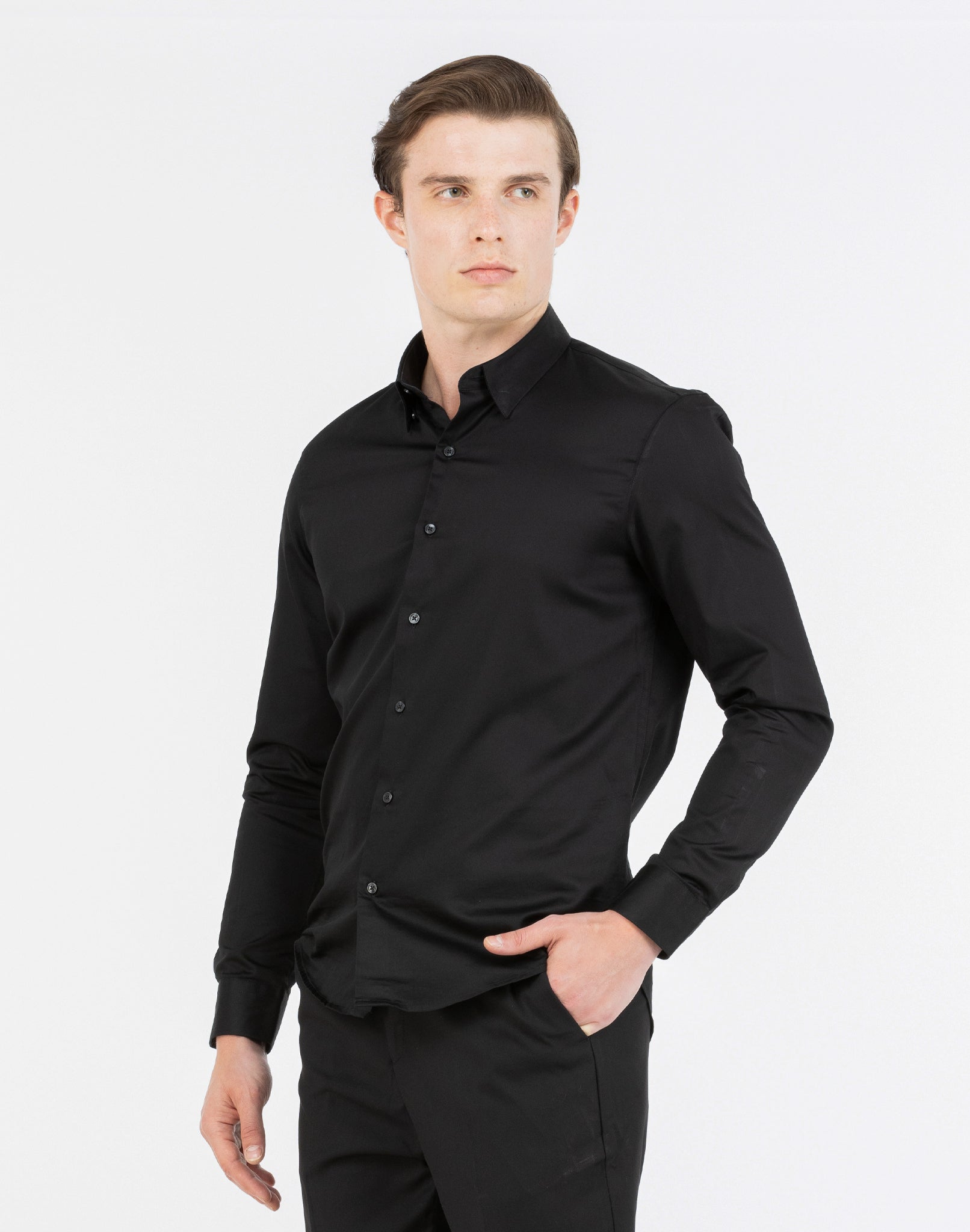 BLACK SATIN SHIRT