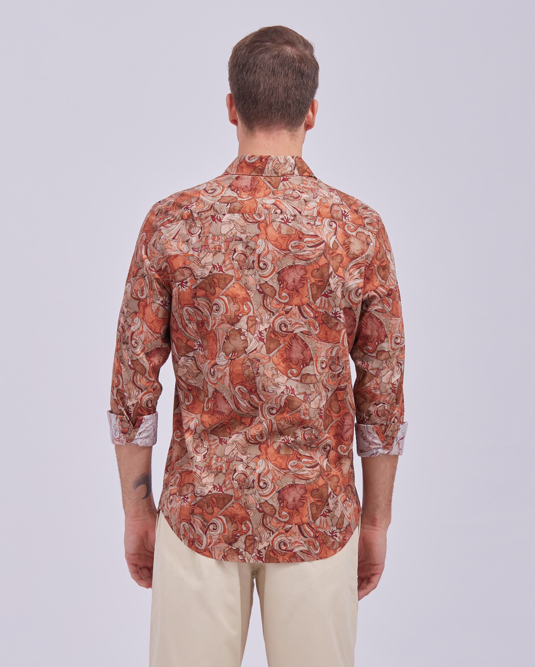 Rust Orange Digital Print Shirt