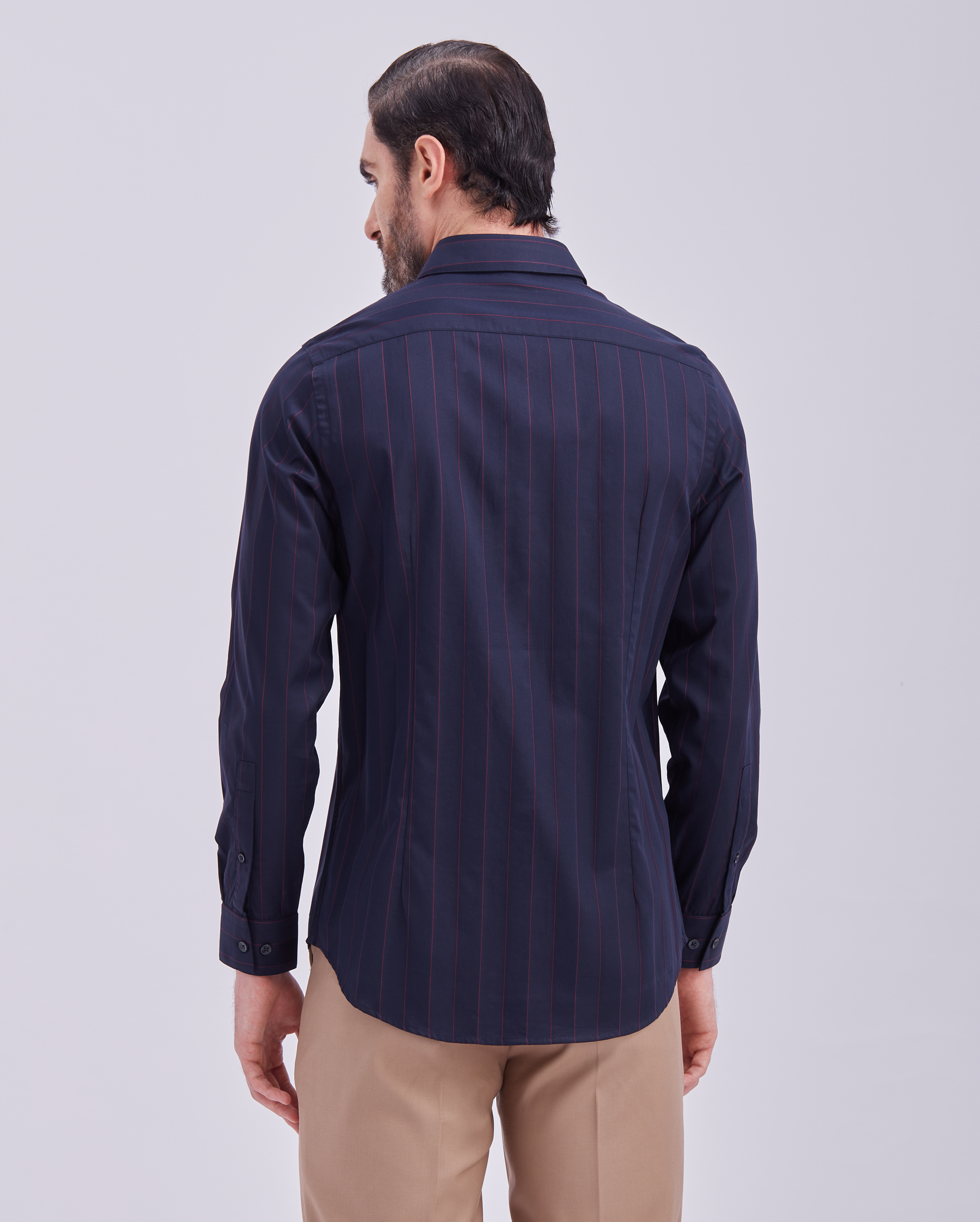 Navy Blue Giza Stripe Shirt