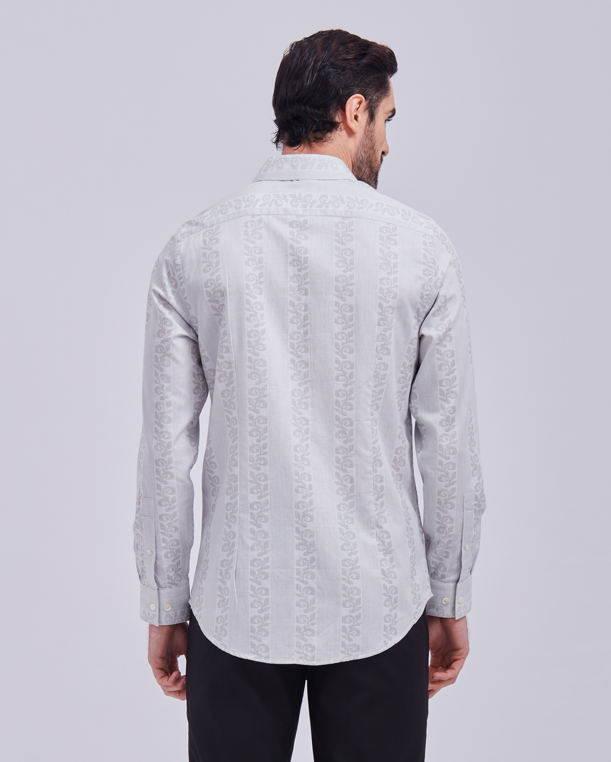 Off White Jacquard Print Shirt
