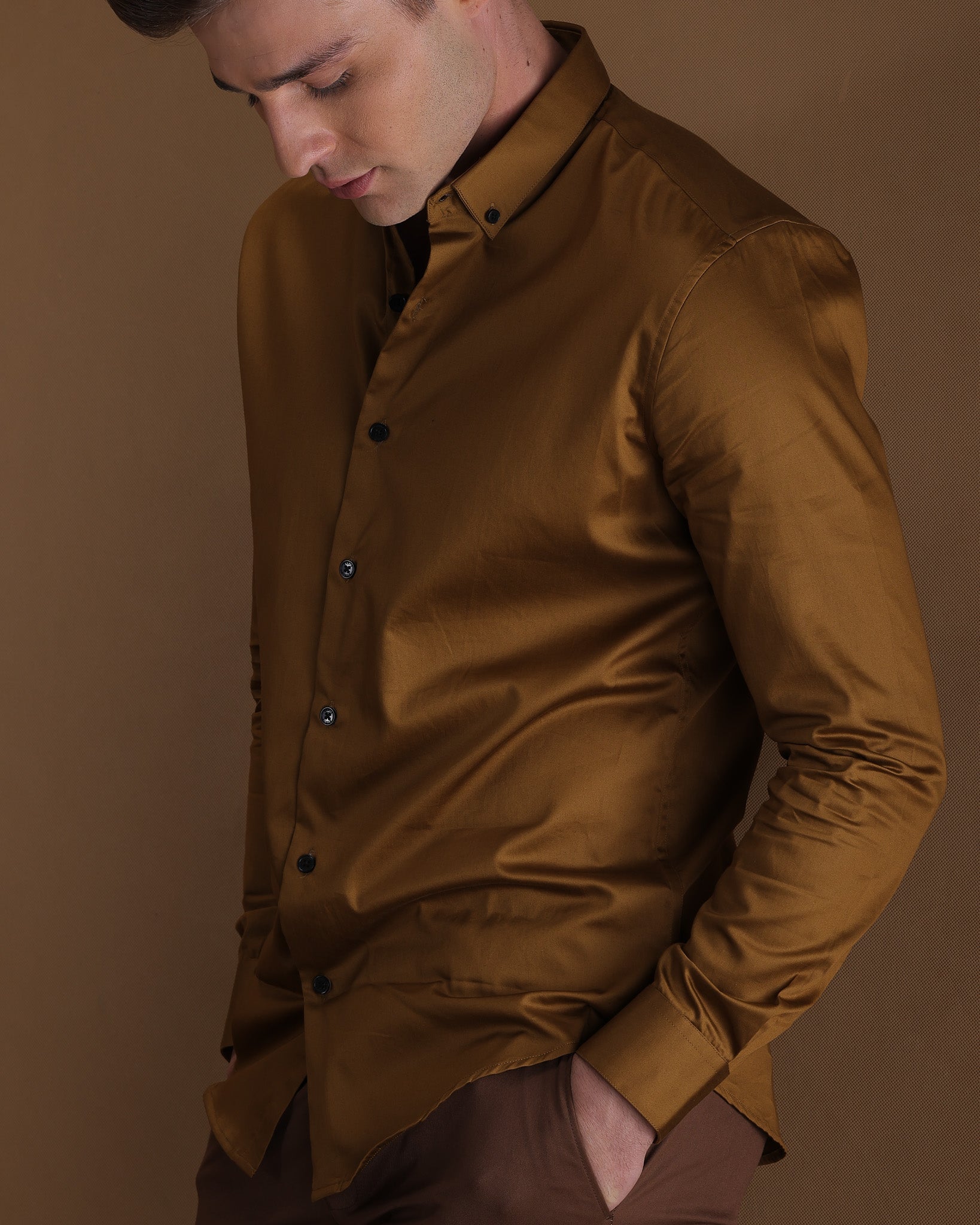 Golden Green Giza Cotton Shirt
