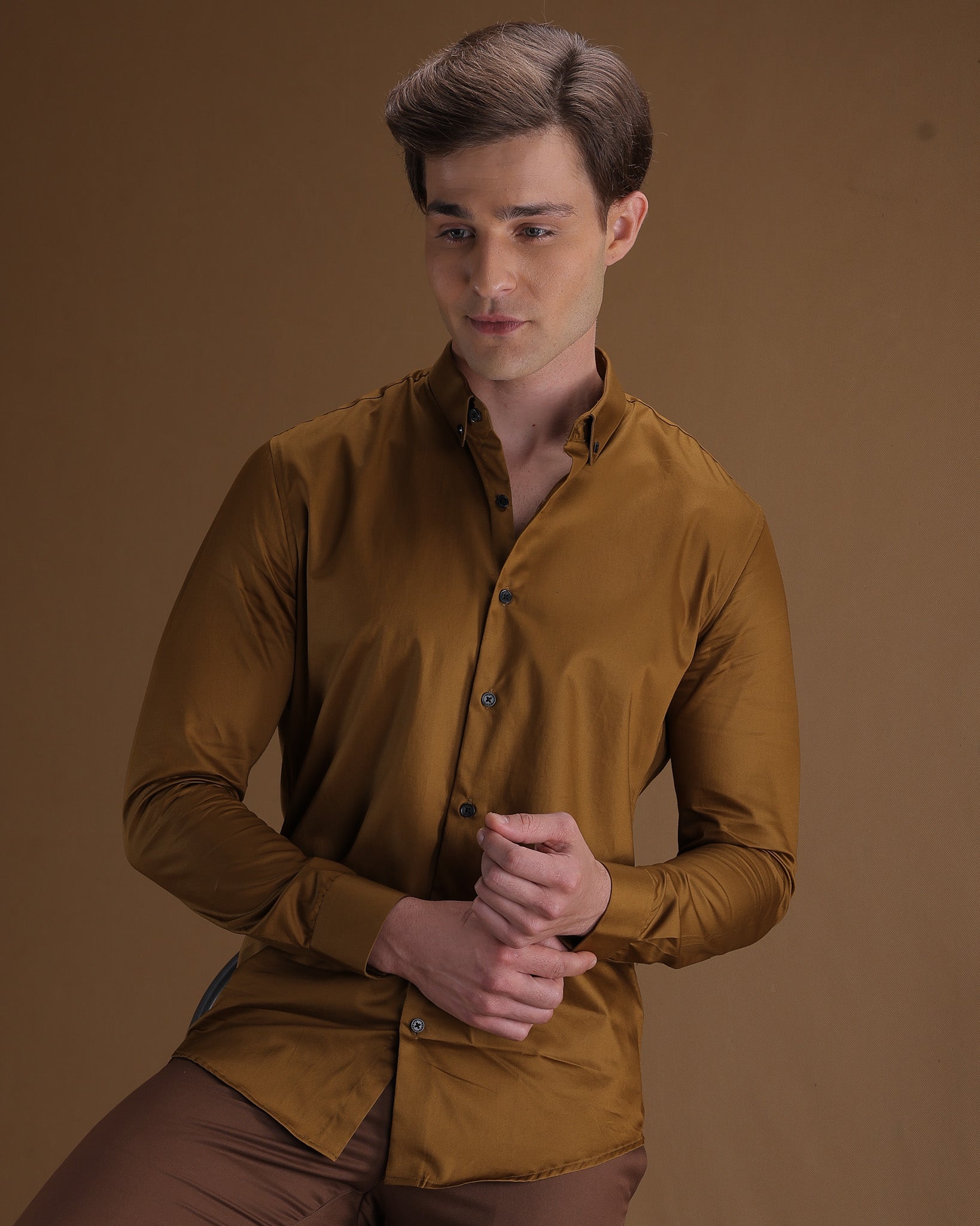 Golden Green Giza Cotton Shirt