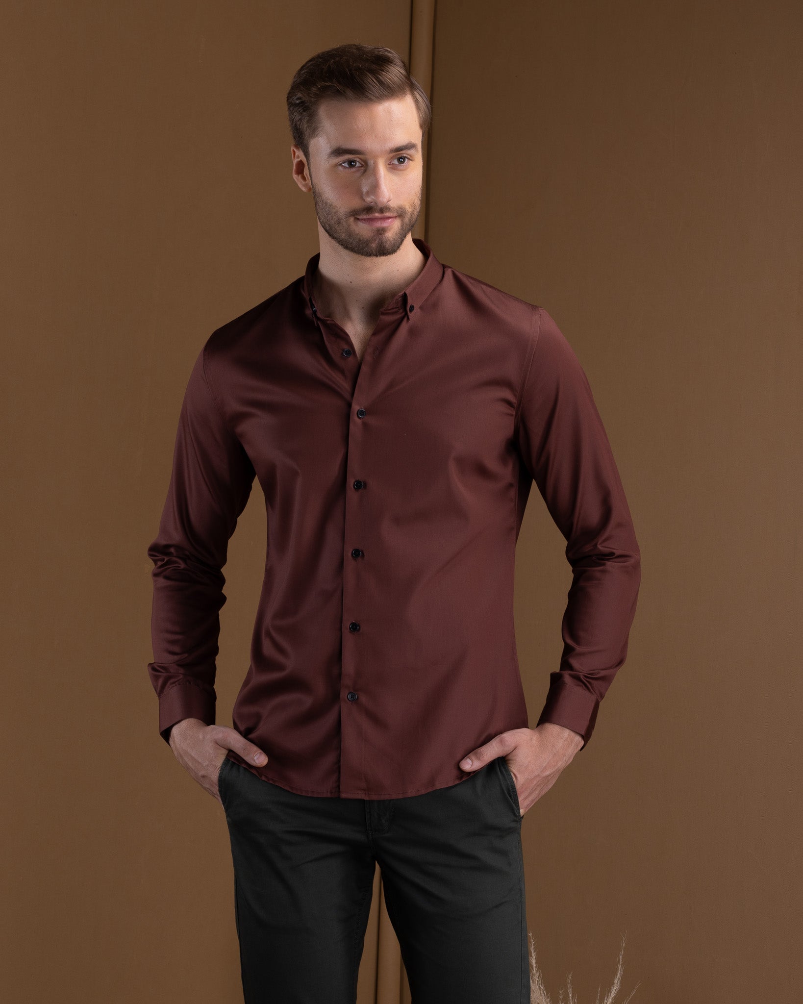Burgandy Giza Cotton Shirt