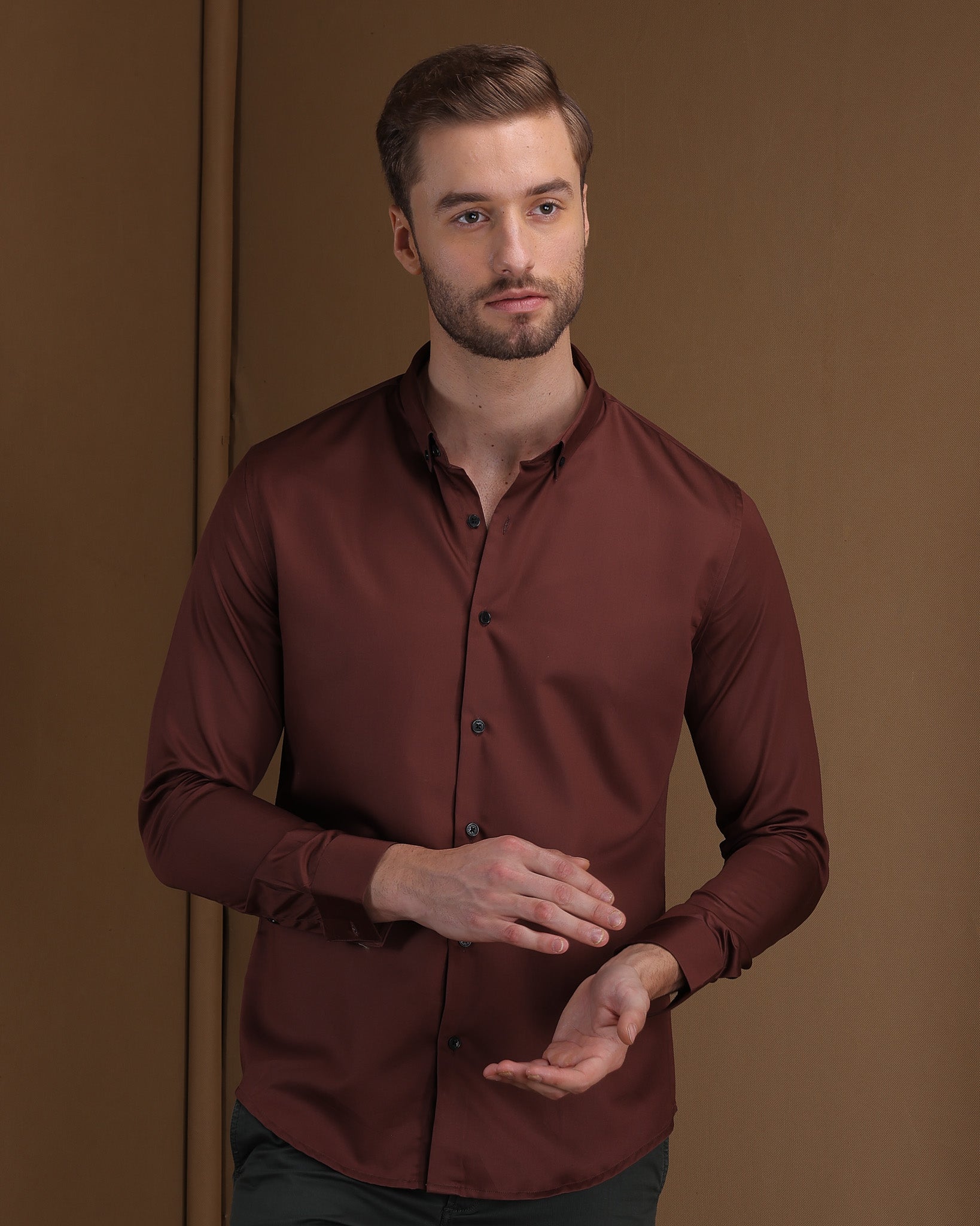 Burgandy Giza Cotton Shirt