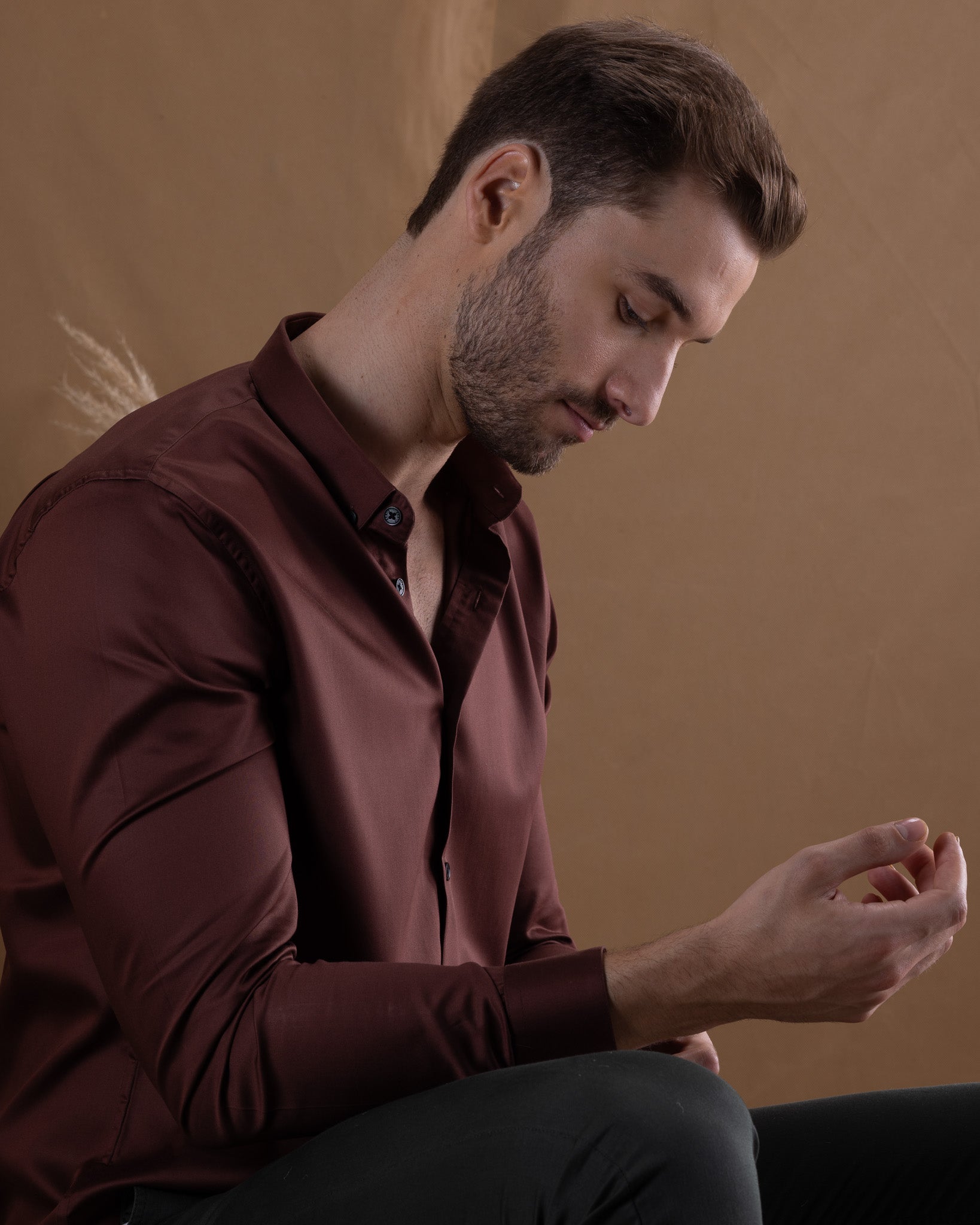 BURGANDY GIZA COTTON SHIRT