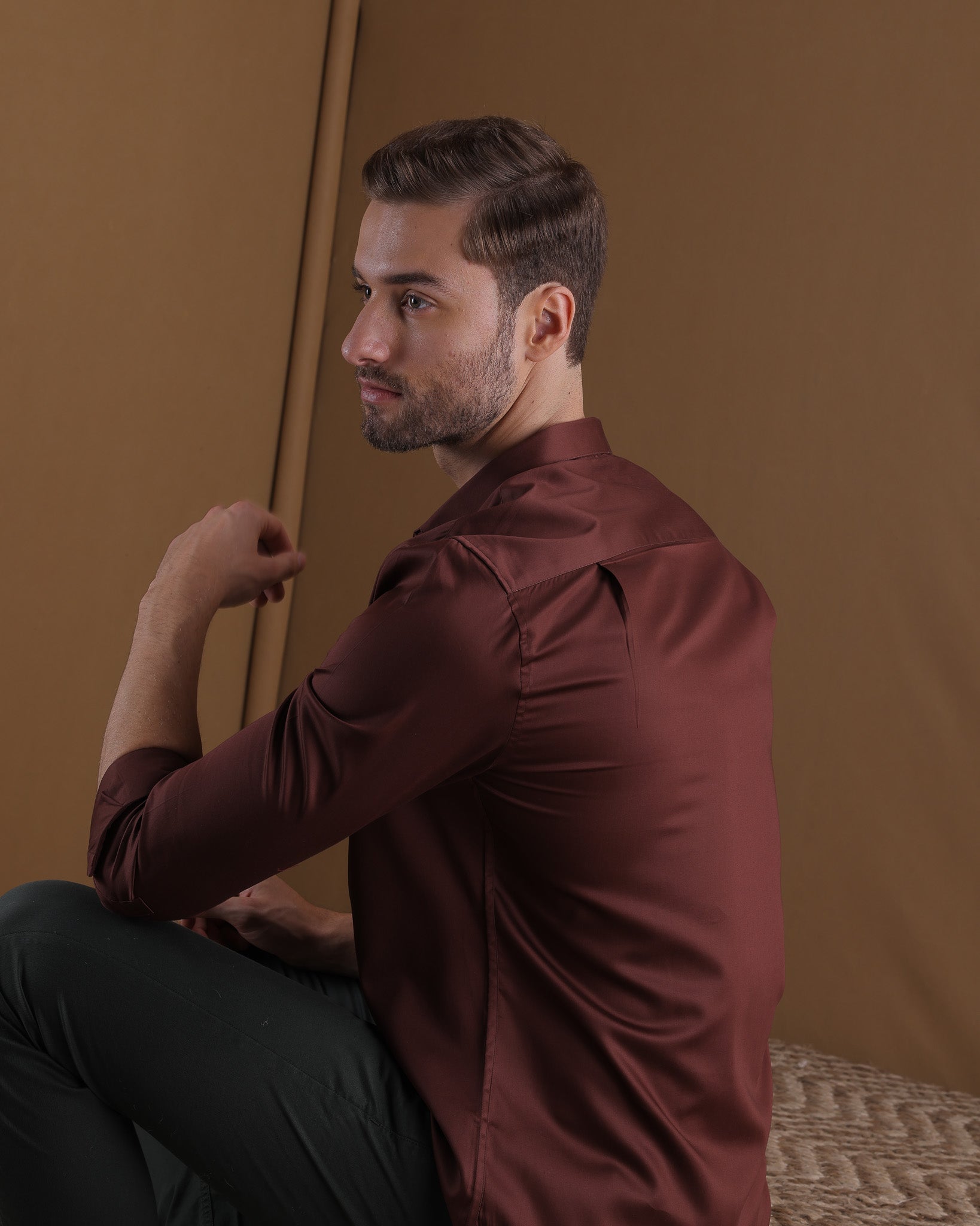 BURGANDY GIZA COTTON SHIRT