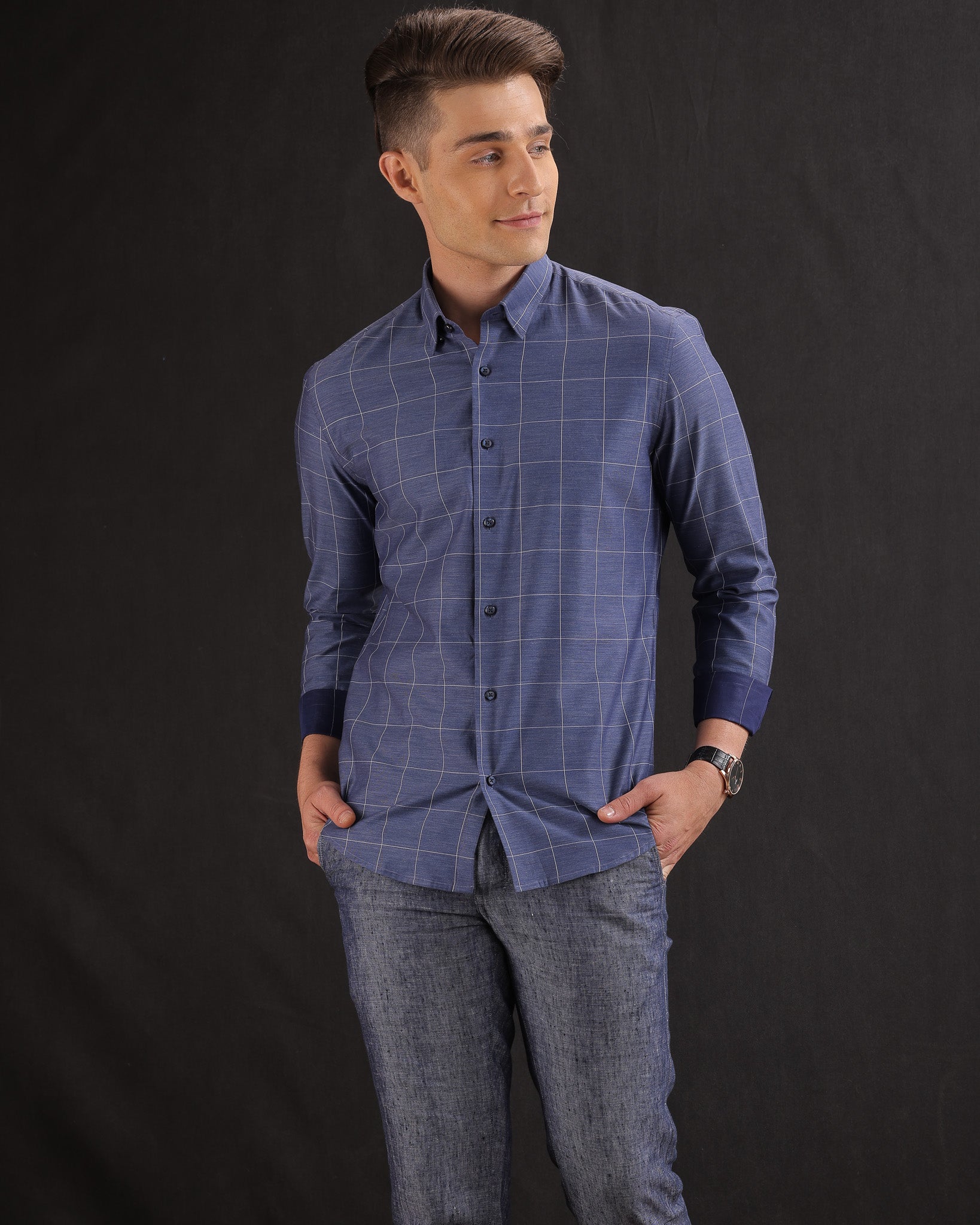 NAVY BLUE CHECK SHIRT