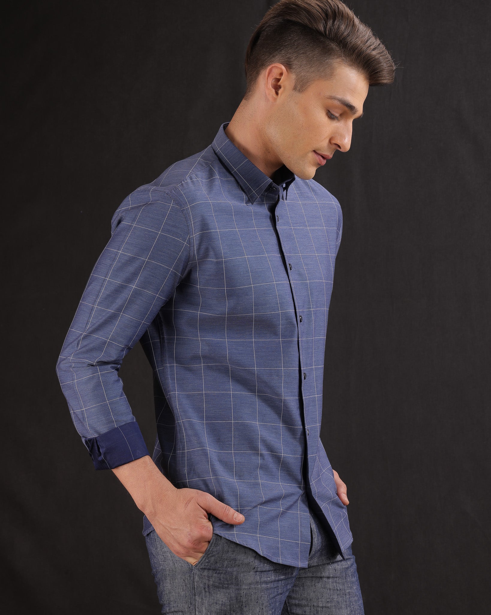 NAVY BLUE CHECK SHIRT