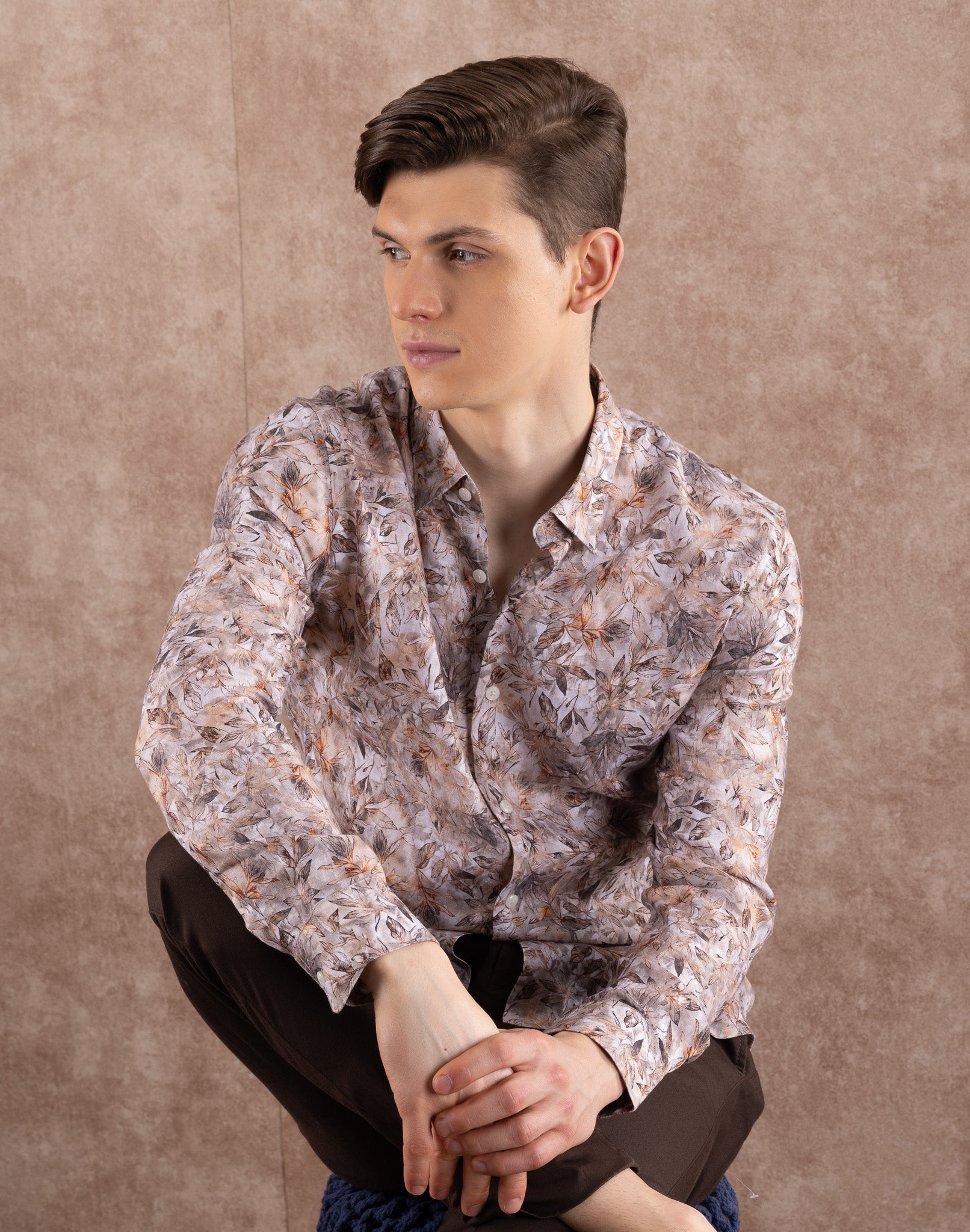 CREAM LINEN PRINT SHIRT