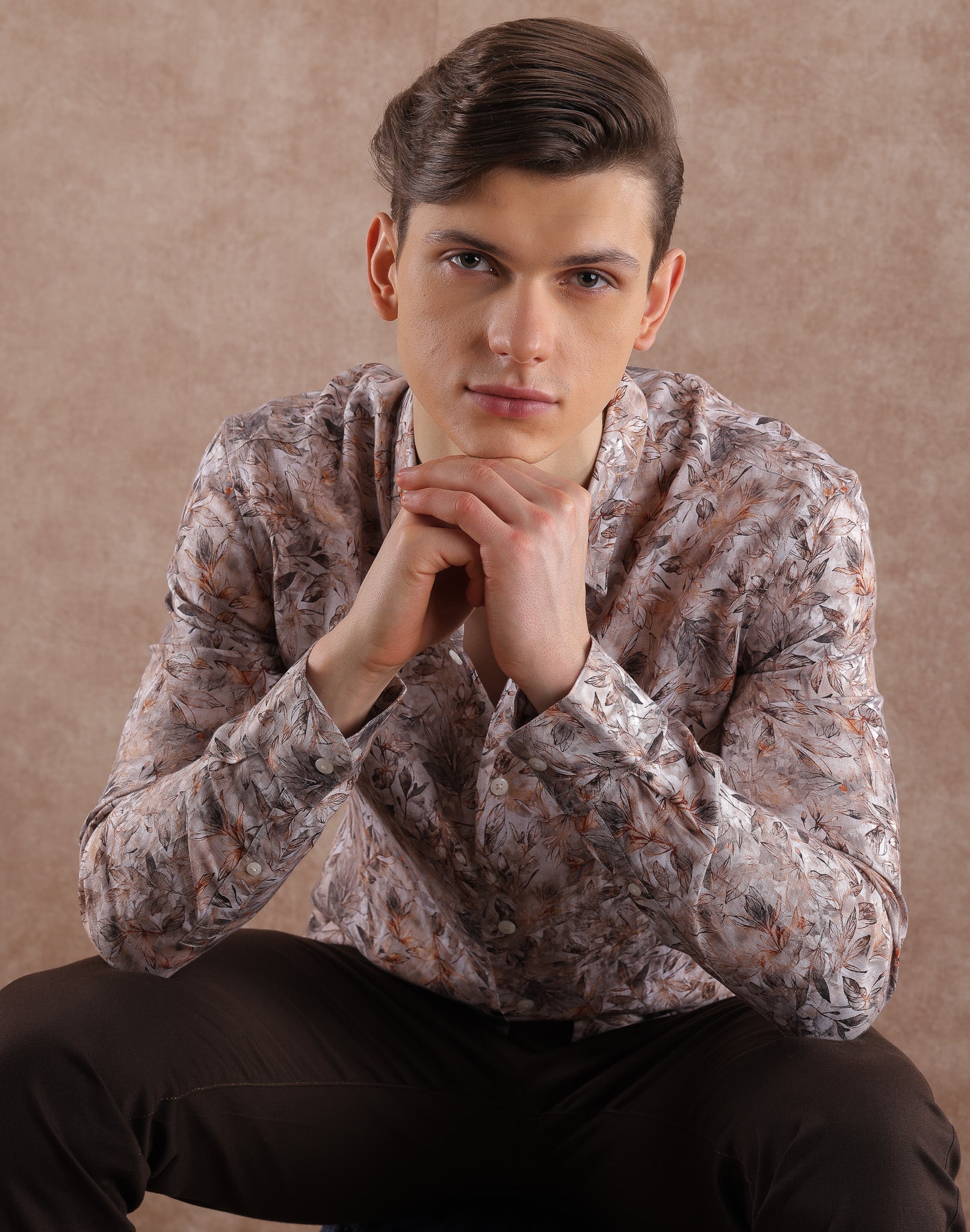 CREAM LINEN PRINT SHIRT