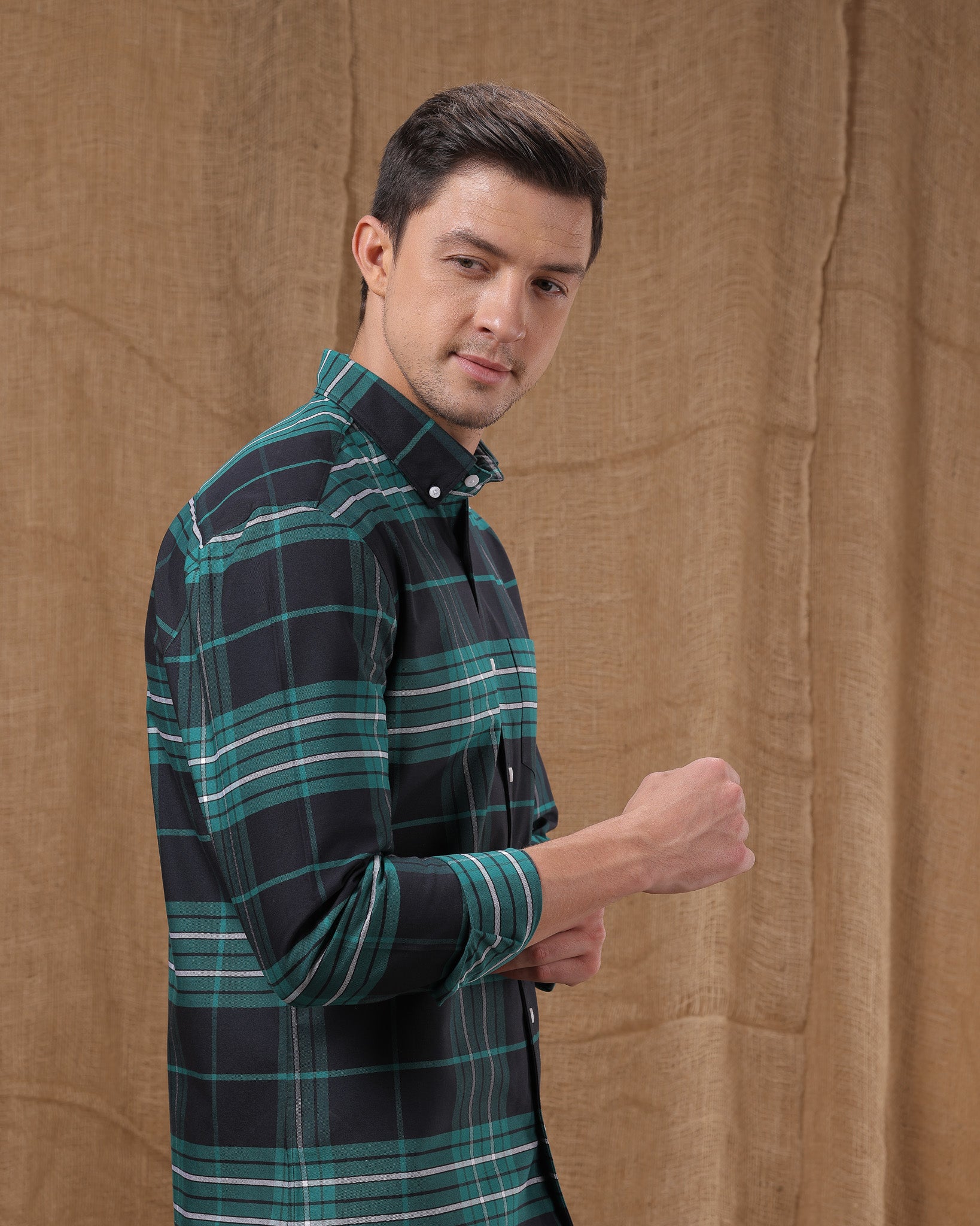 GREEN TARTAN CHECK SHIRT