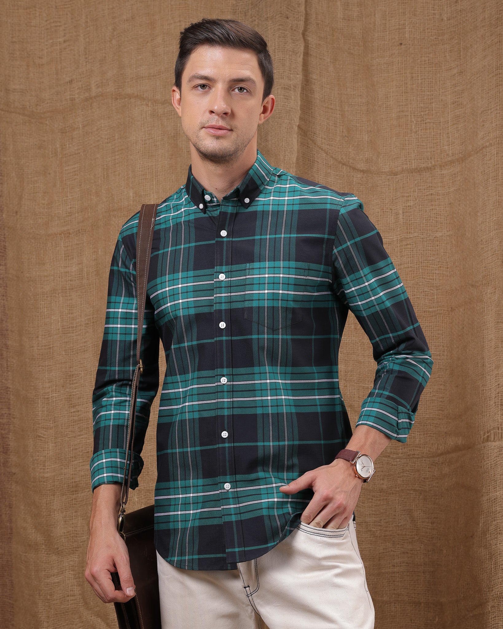 GREEN TARTAN CHECK SHIRT