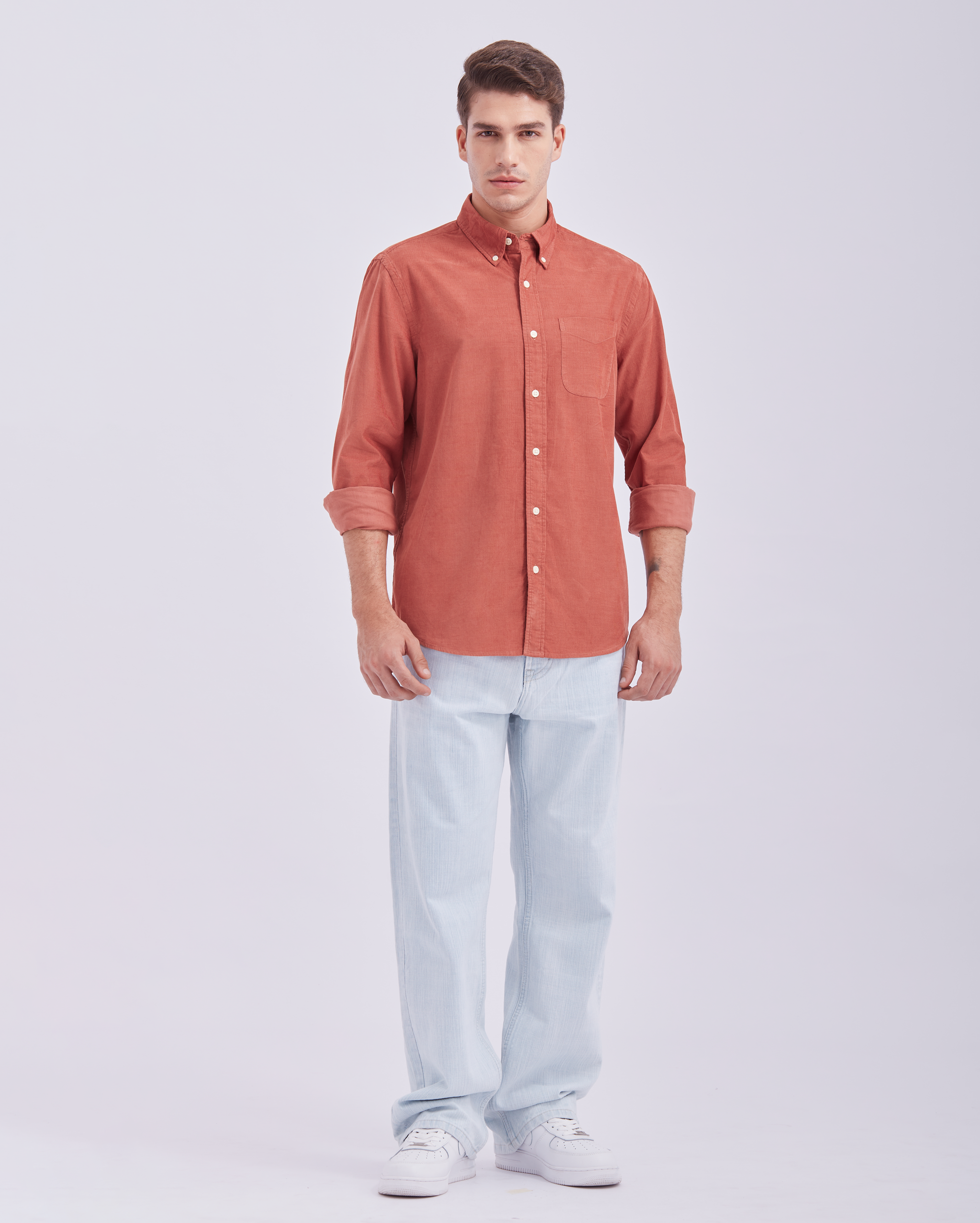 Terracotta Orange Corduroy Shirt