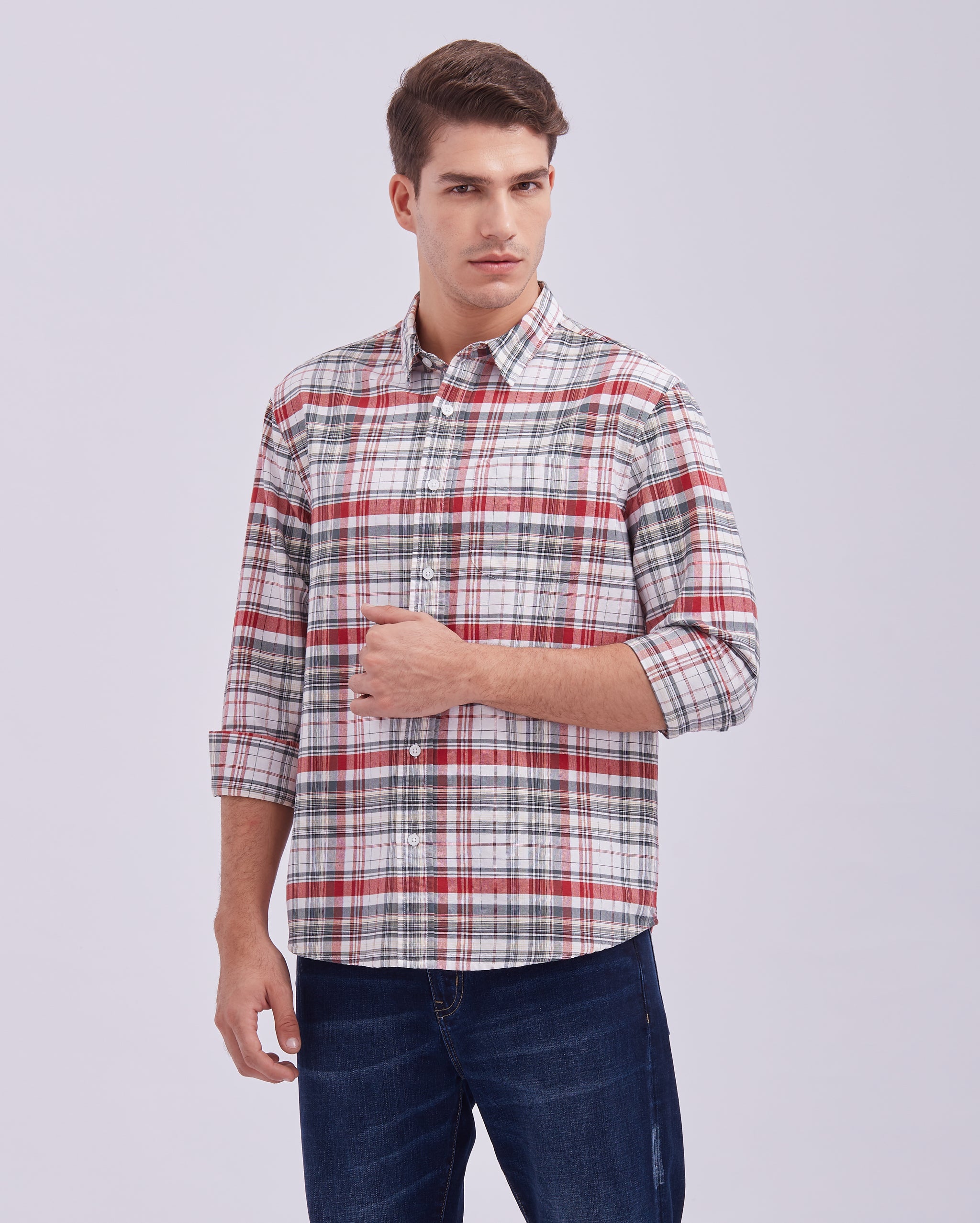 Red And Grey Check Shirt